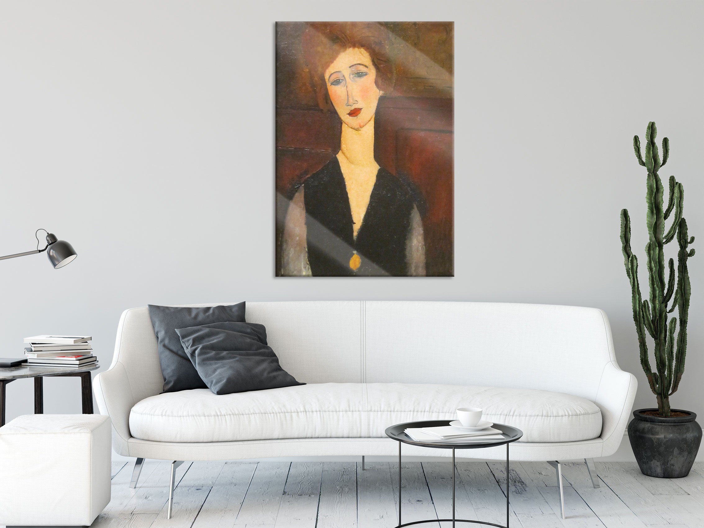 Amedeo Modigliani - Portrait einer Frau, Glasbild