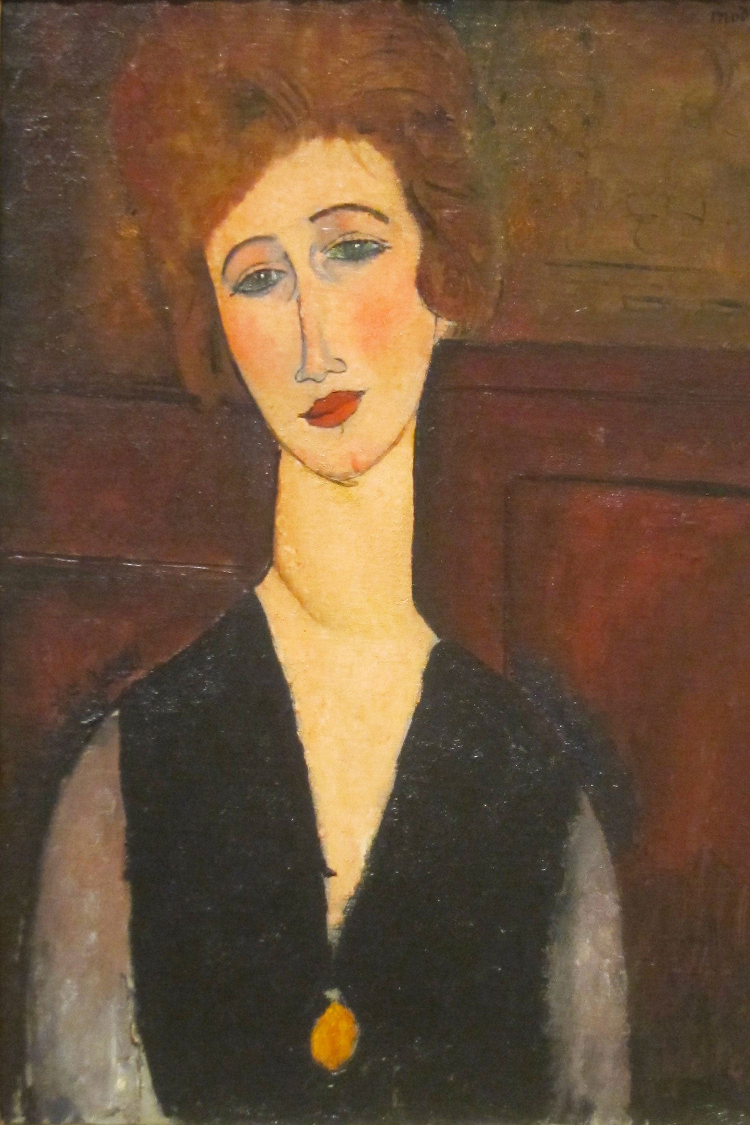 Amedeo Modigliani - Portrait einer Frau, Glasbild