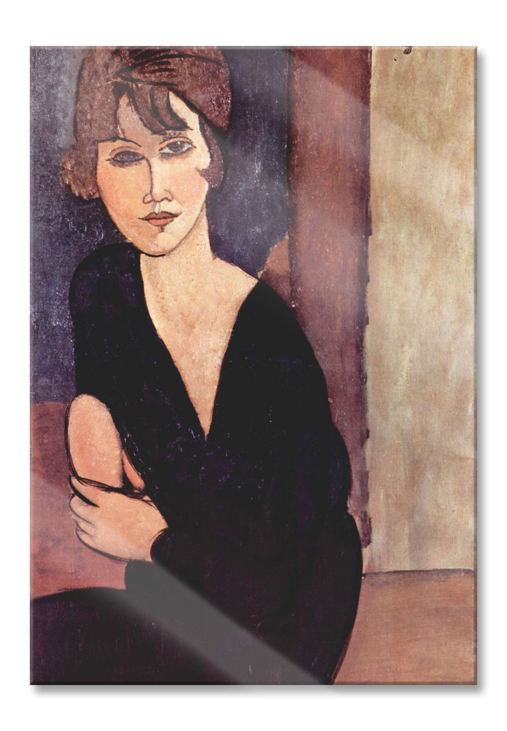 Amedeo Modigliani - Sitzende Frau , Glasbild