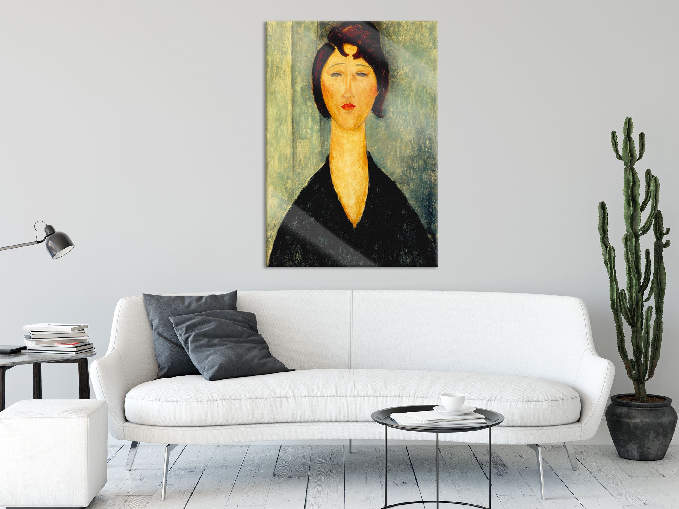 Amedeo Modigliani - Portrait einer jungen Frau , Glasbild