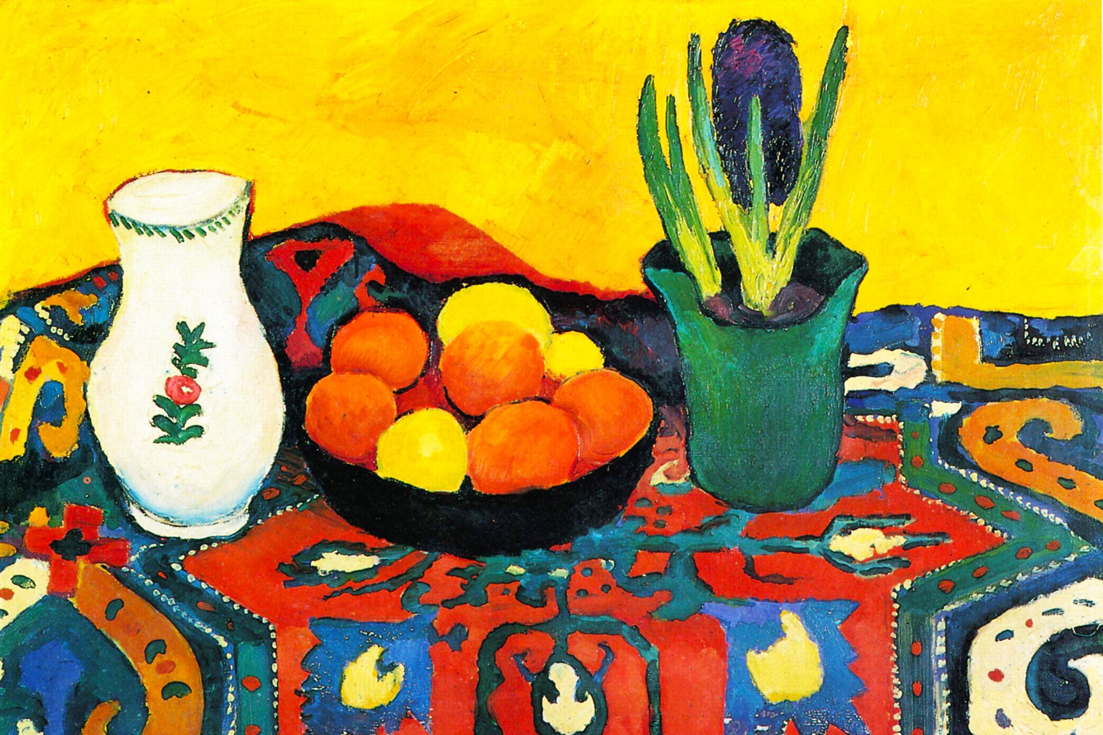 August Macke - Stillleben Still Life Hyacinths Carpet , Glasbild