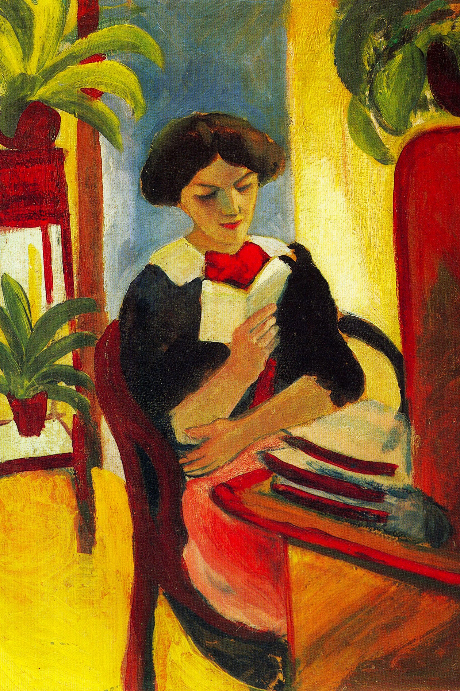 August Macke - Abstrakt Elizabeth Reading, Glasbild