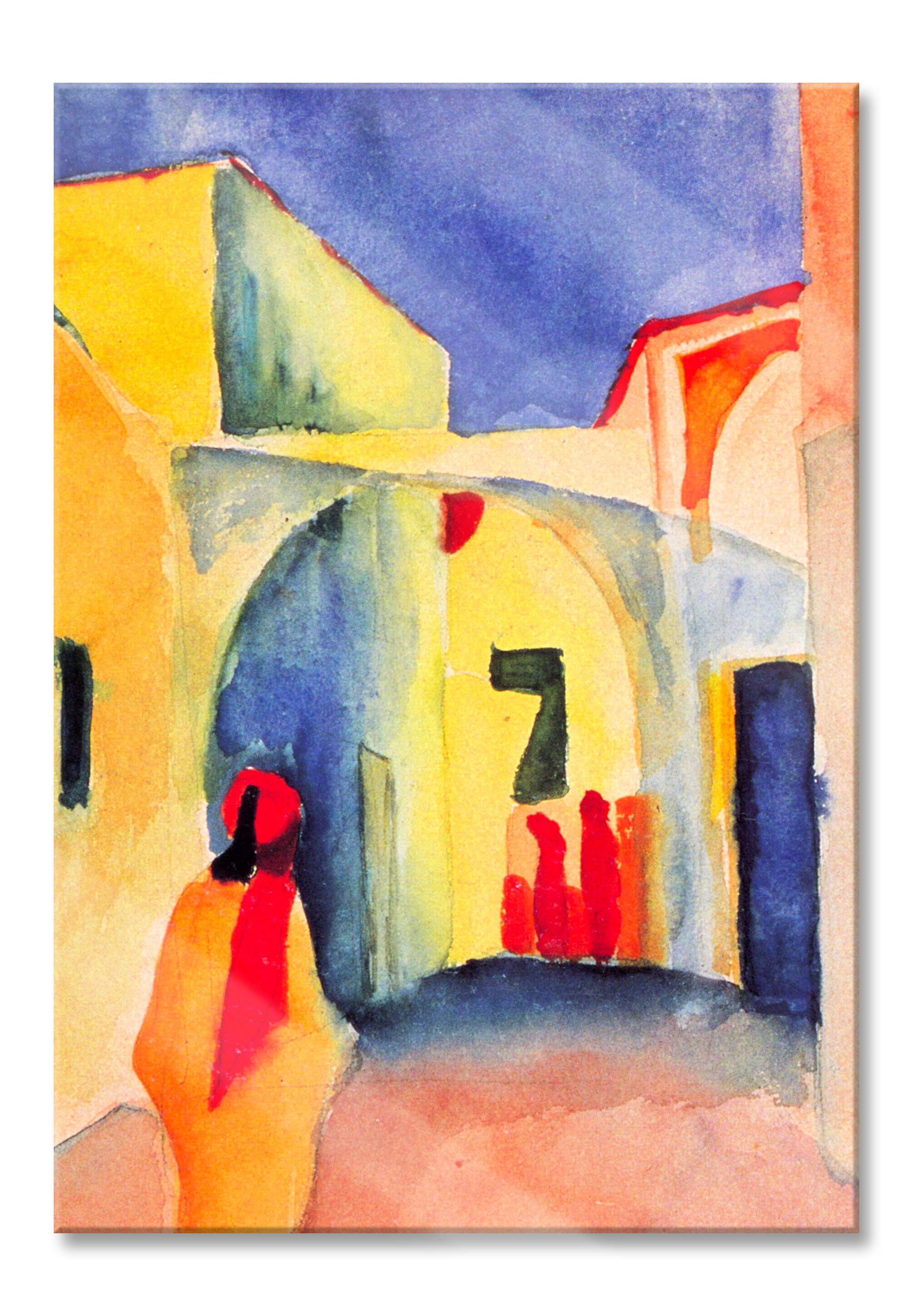 August Macke - Blick auf eine Allee in Tunis , Glasbild