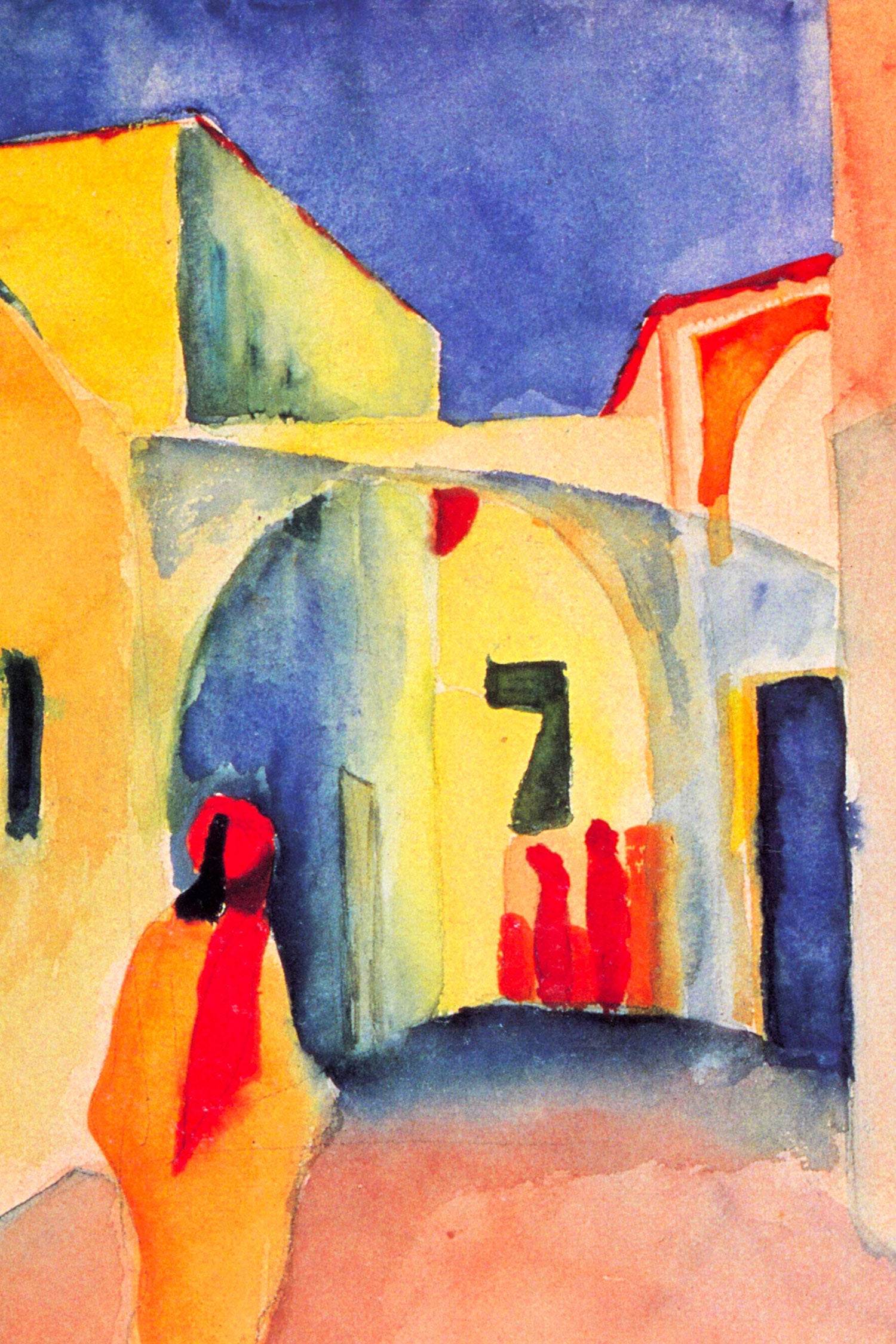 August Macke - Blick auf eine Allee in Tunis , Glasbild