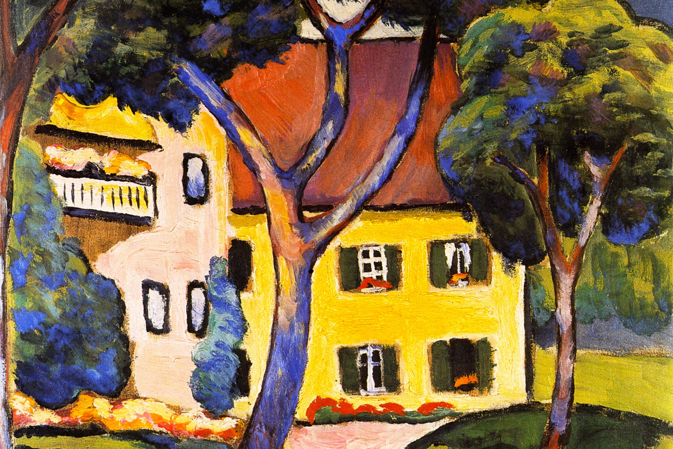 August Macke - Staudacher Haus Tegernsee, Glasbild