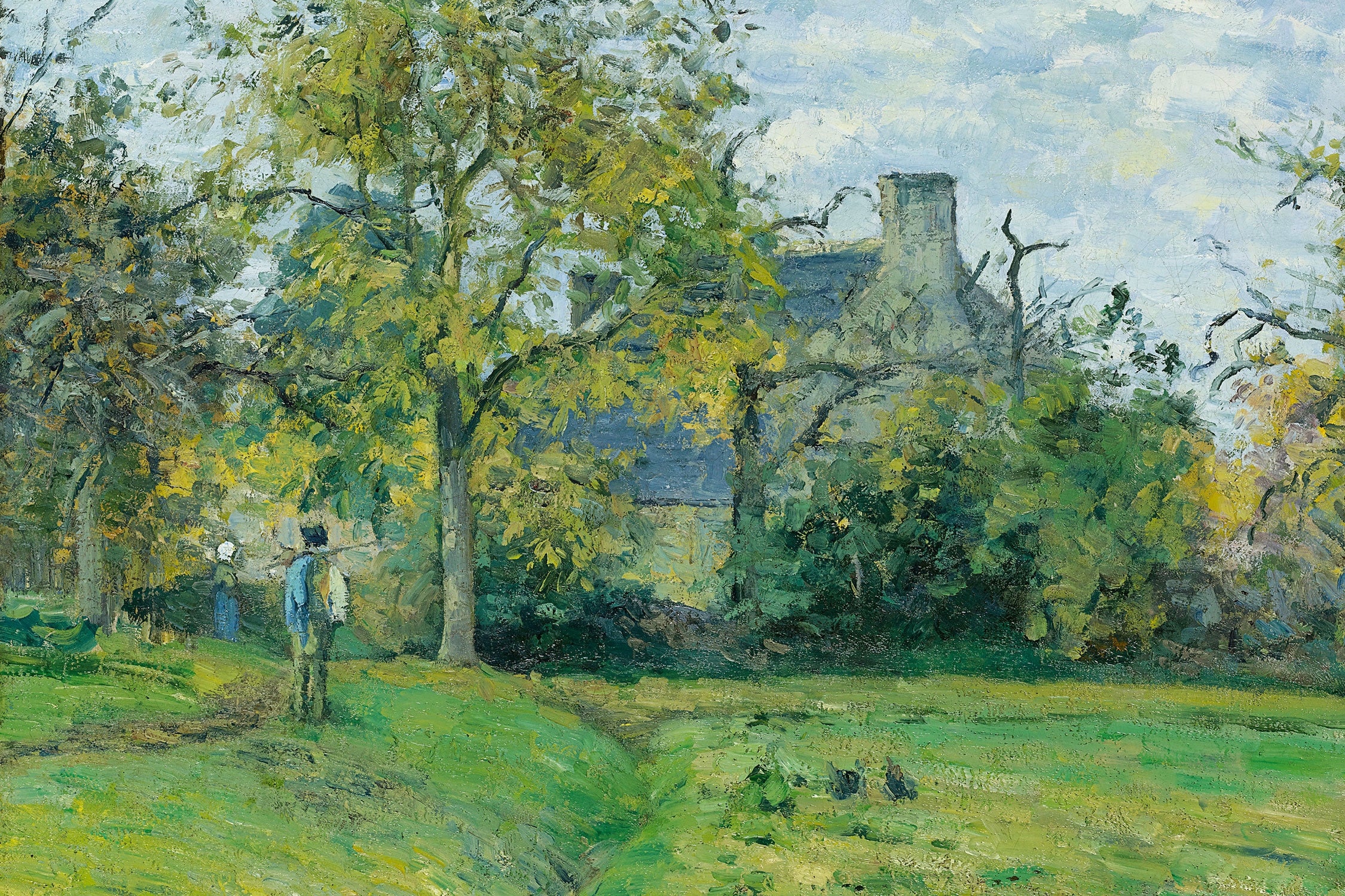 Camille Pissarro - LA MAISON DE PIETTE À MONTFOUCAULT , Glasbild