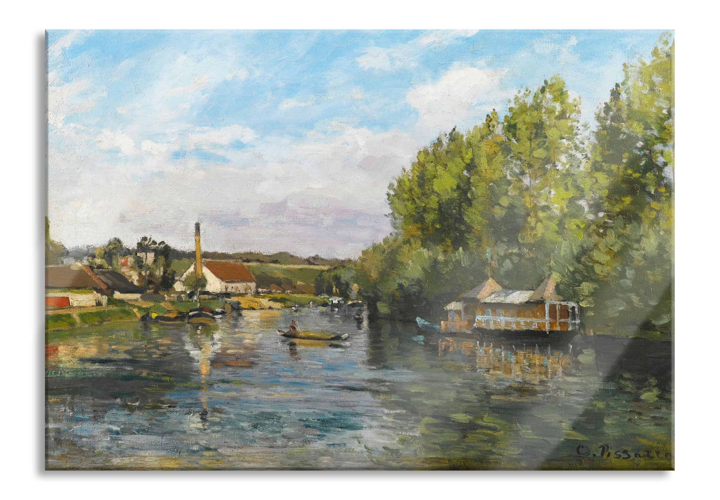 Camille Pissarro - LA SEINE À PORT-MARLY , Glasbild