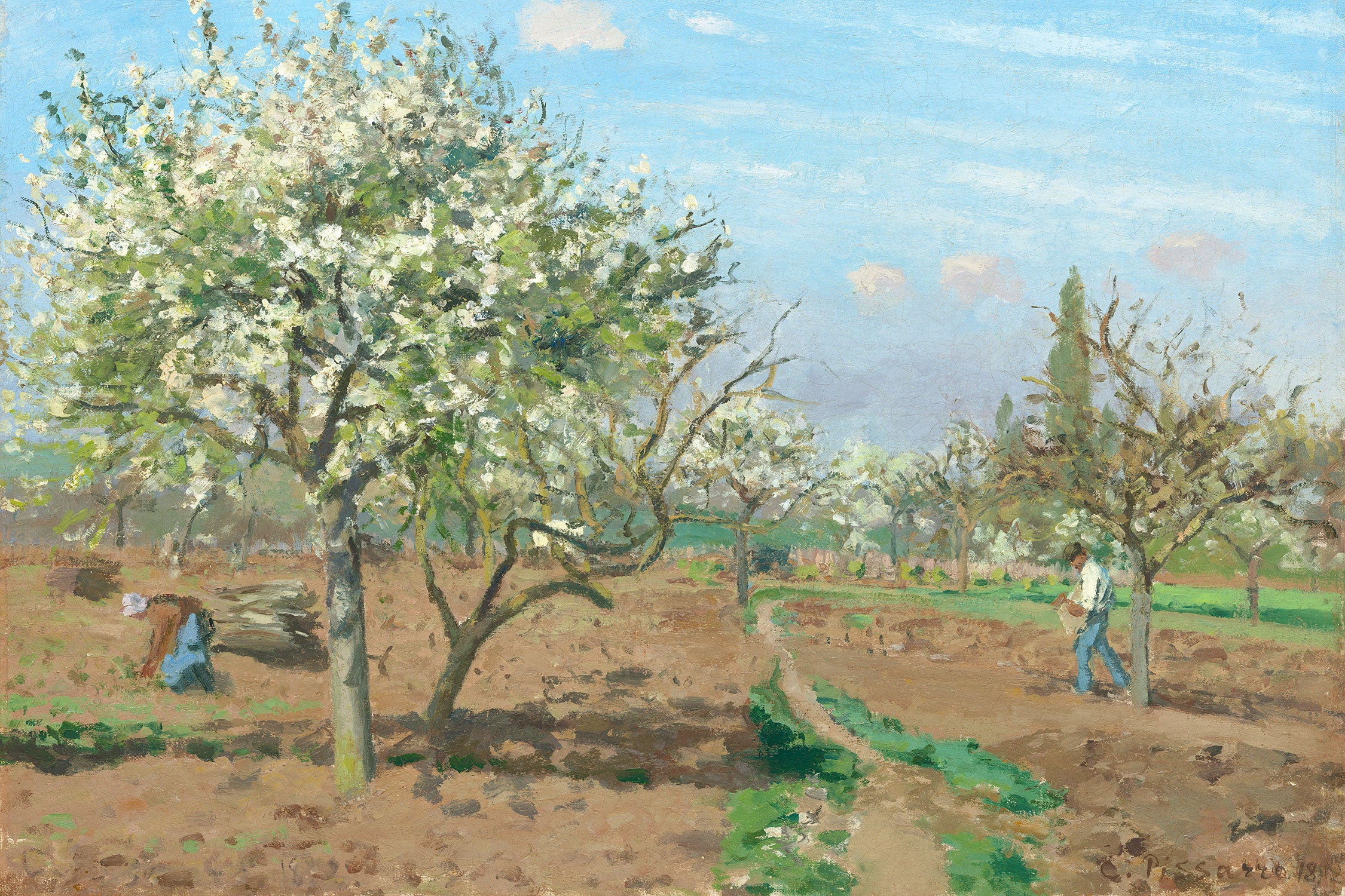 Camille Pissarro - Orchard in Blossom Louveciennes , Glasbild