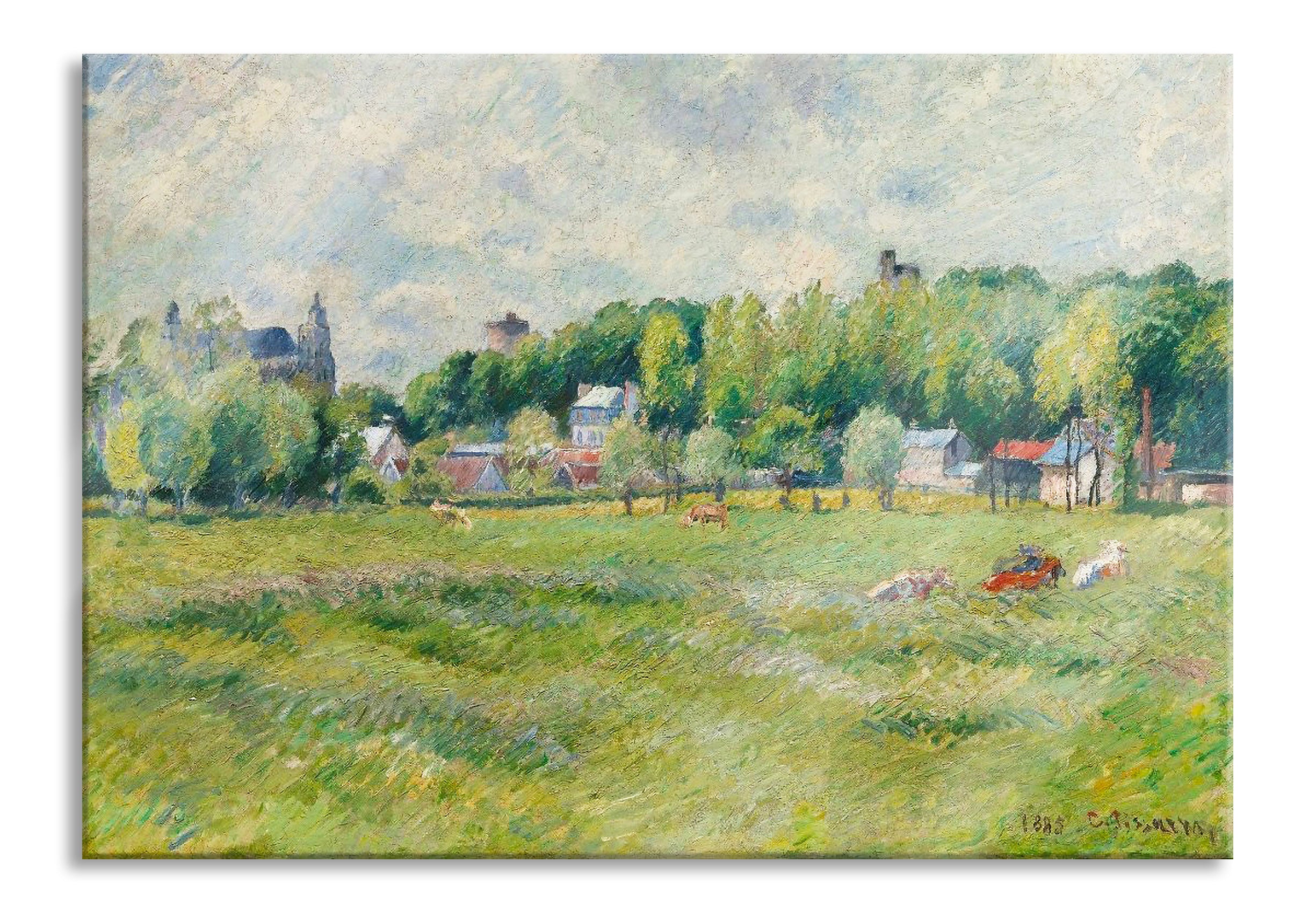 Camille Pissarro - PRAIRIES À GISORS , Glasbild