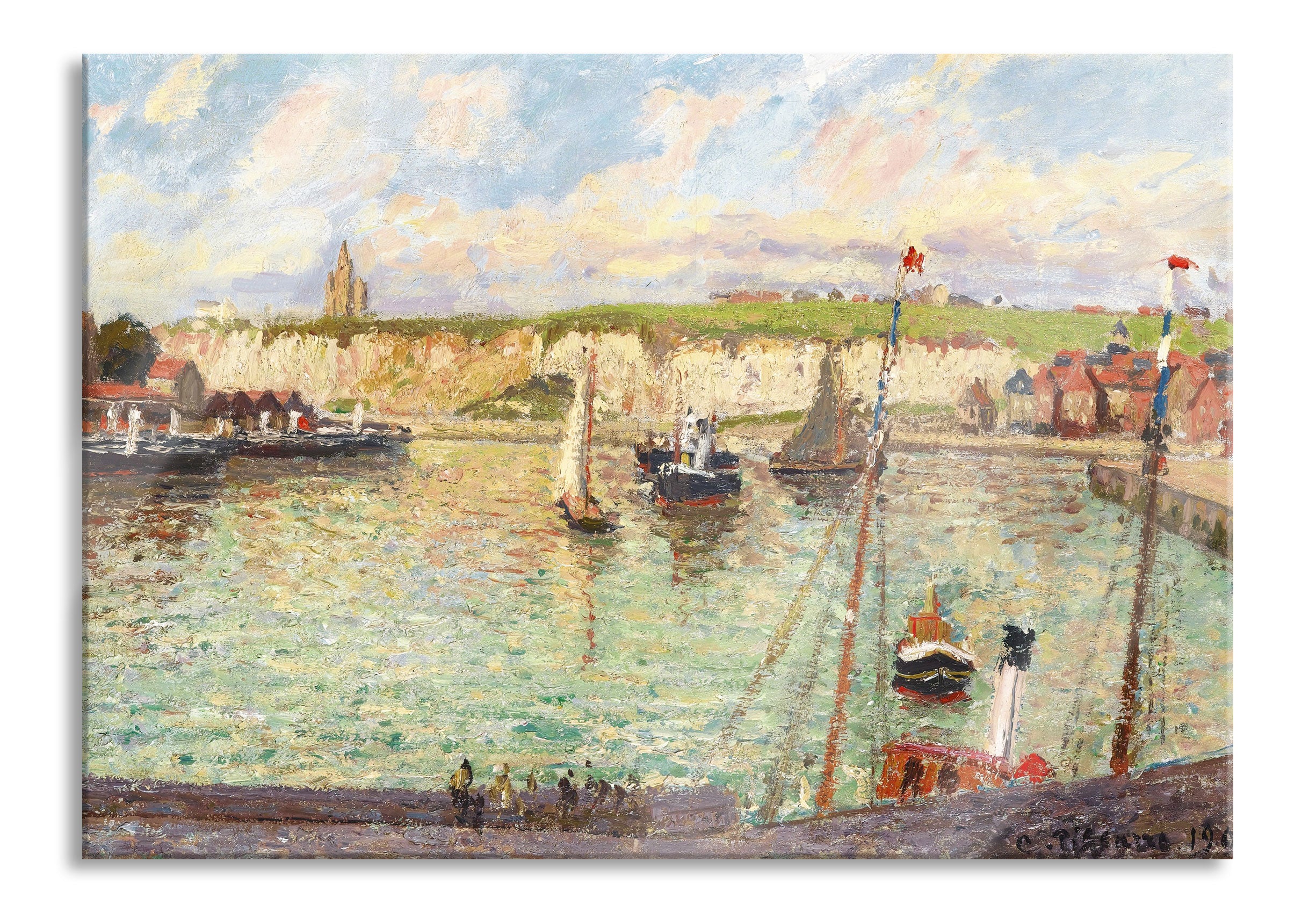 Camille Pissarro - L'AVANT-PORT DE DIEPPE APRÈS-MIDI, Glasbild