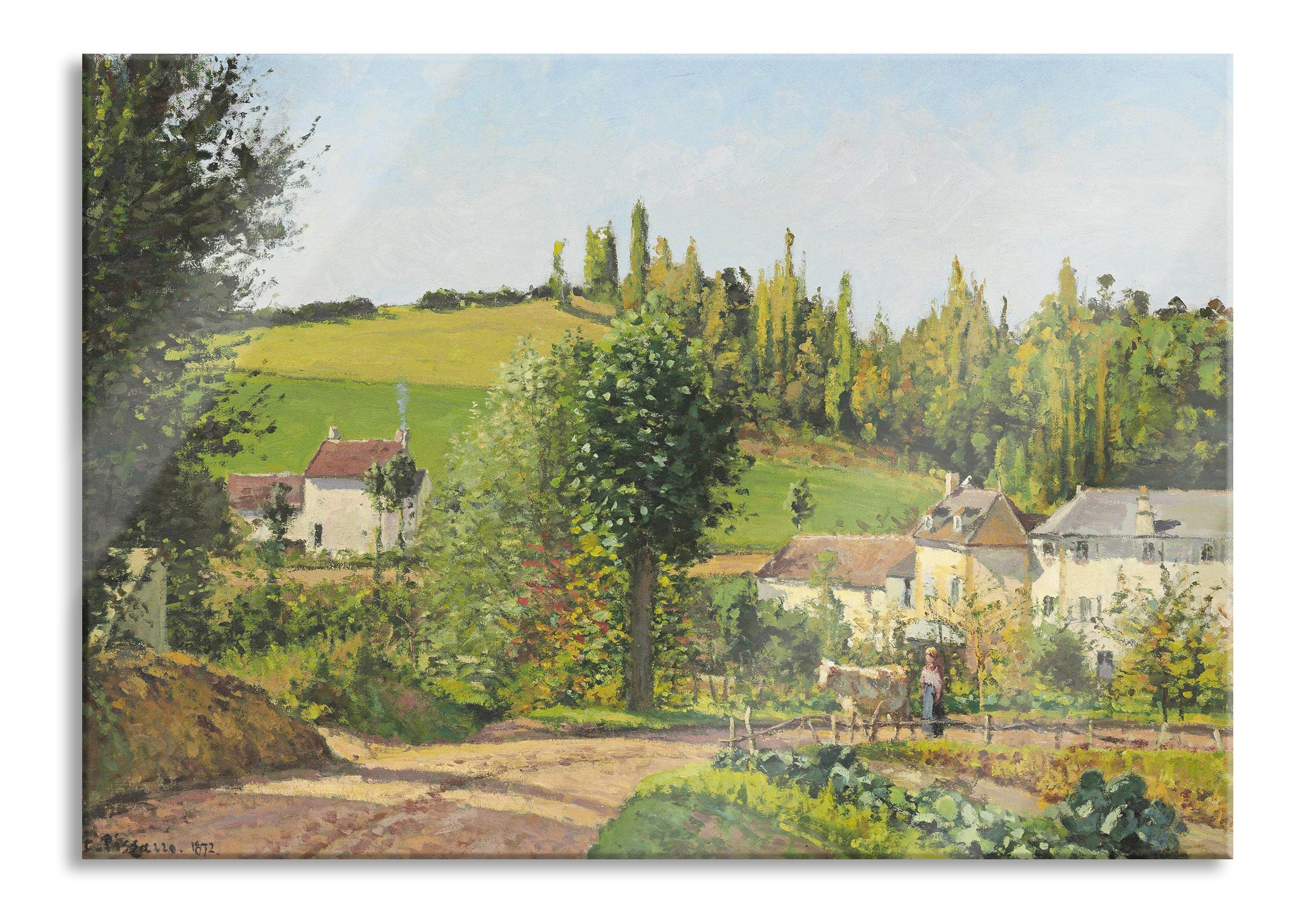 Camille Pissarro - Hameau aux environs de Pontoise , Glasbild