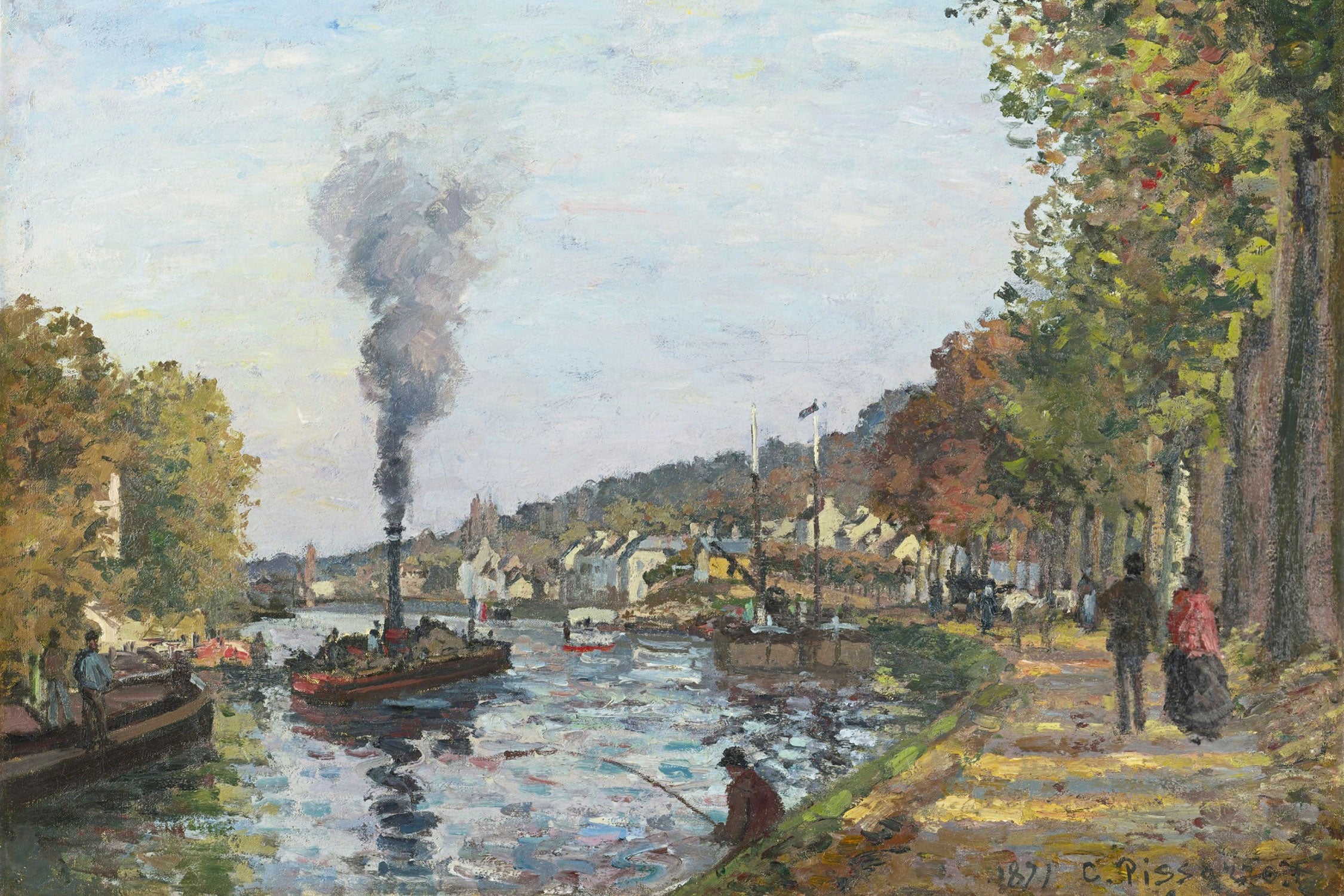 Camille Pissarro - LA SEINE À BOUGIVAL , Glasbild