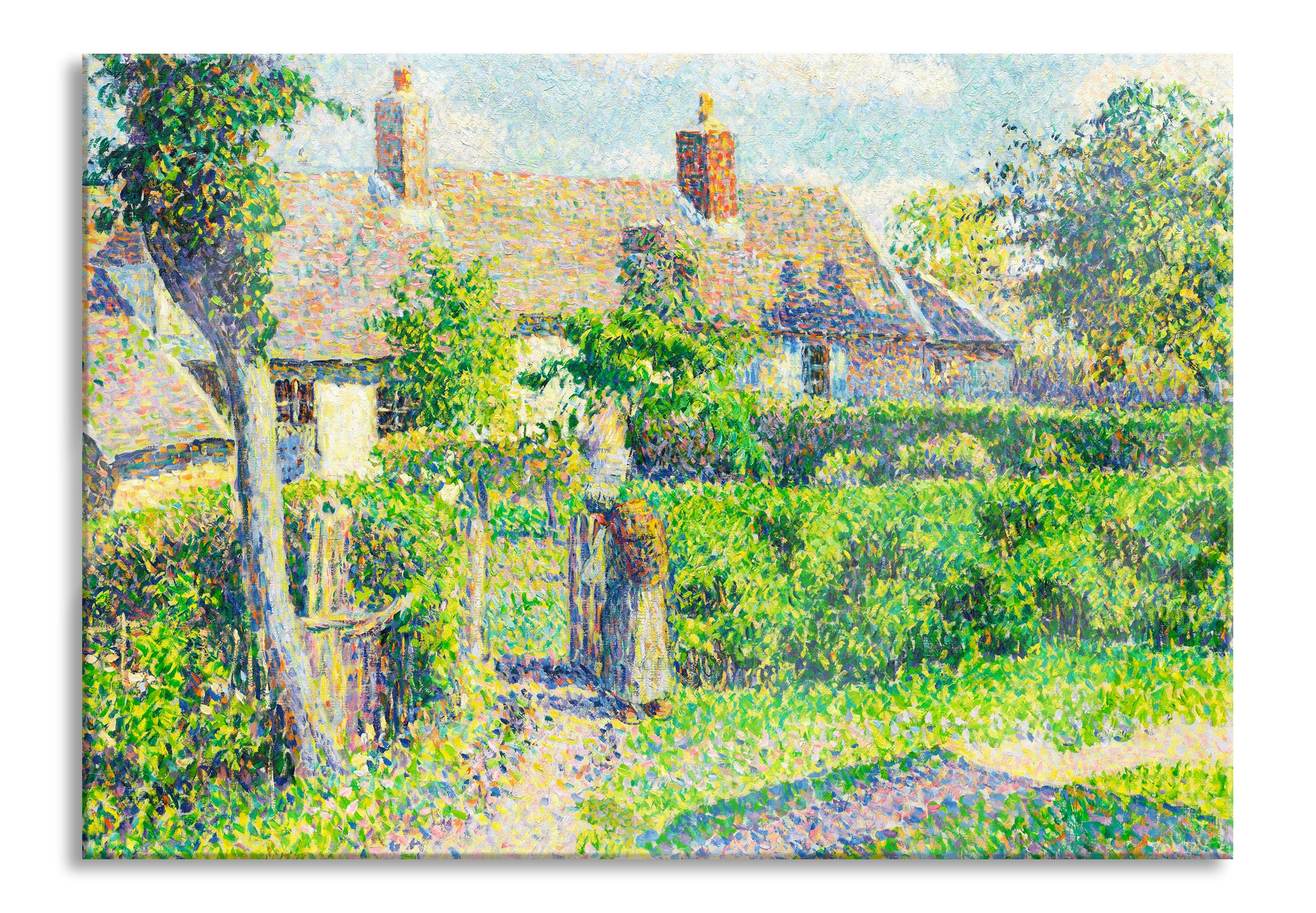 Camille Pissarro - Maisons de paysans , Glasbild