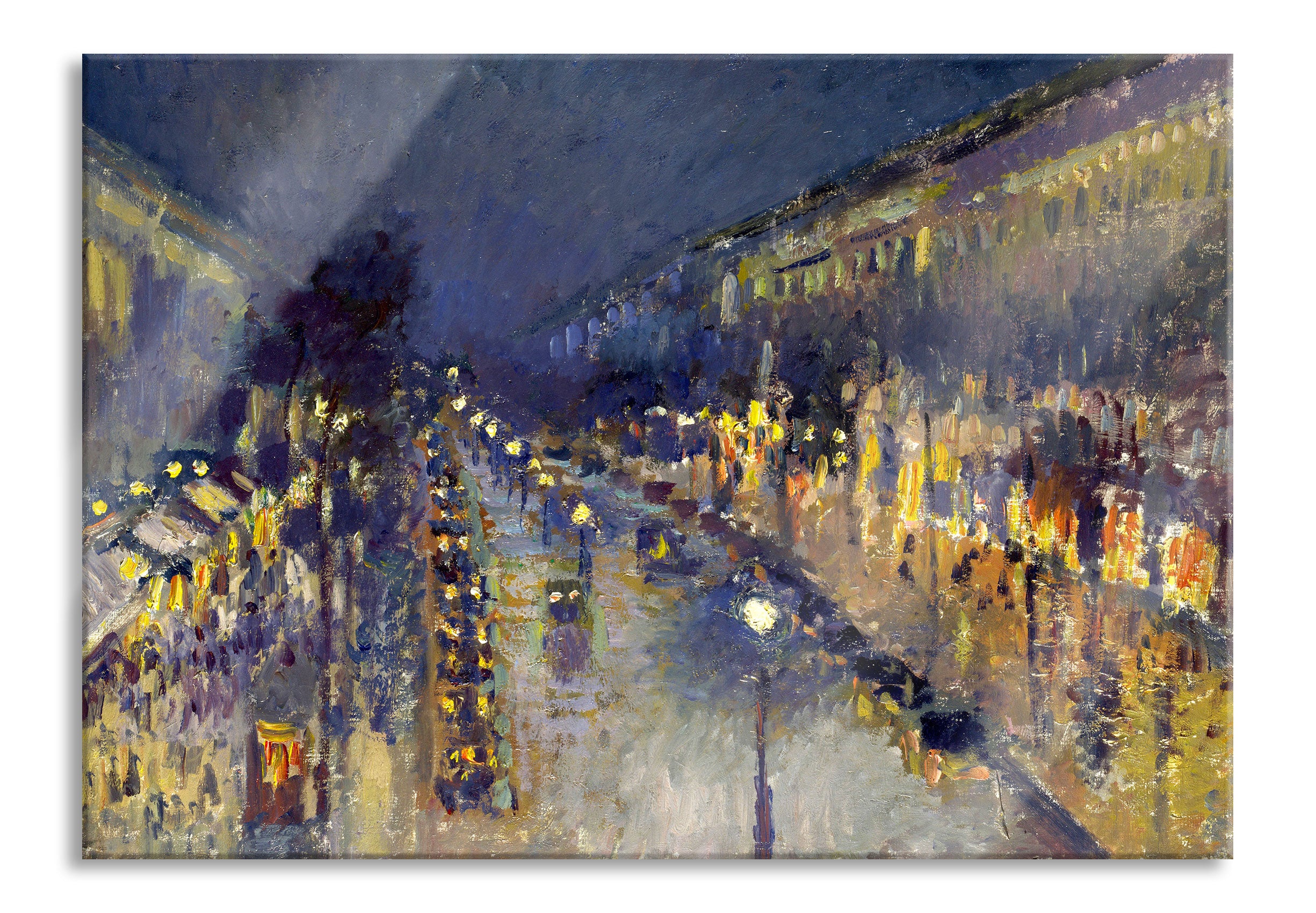 Camille Pissarro - The Boulevard Montmartre at Night , Glasbild