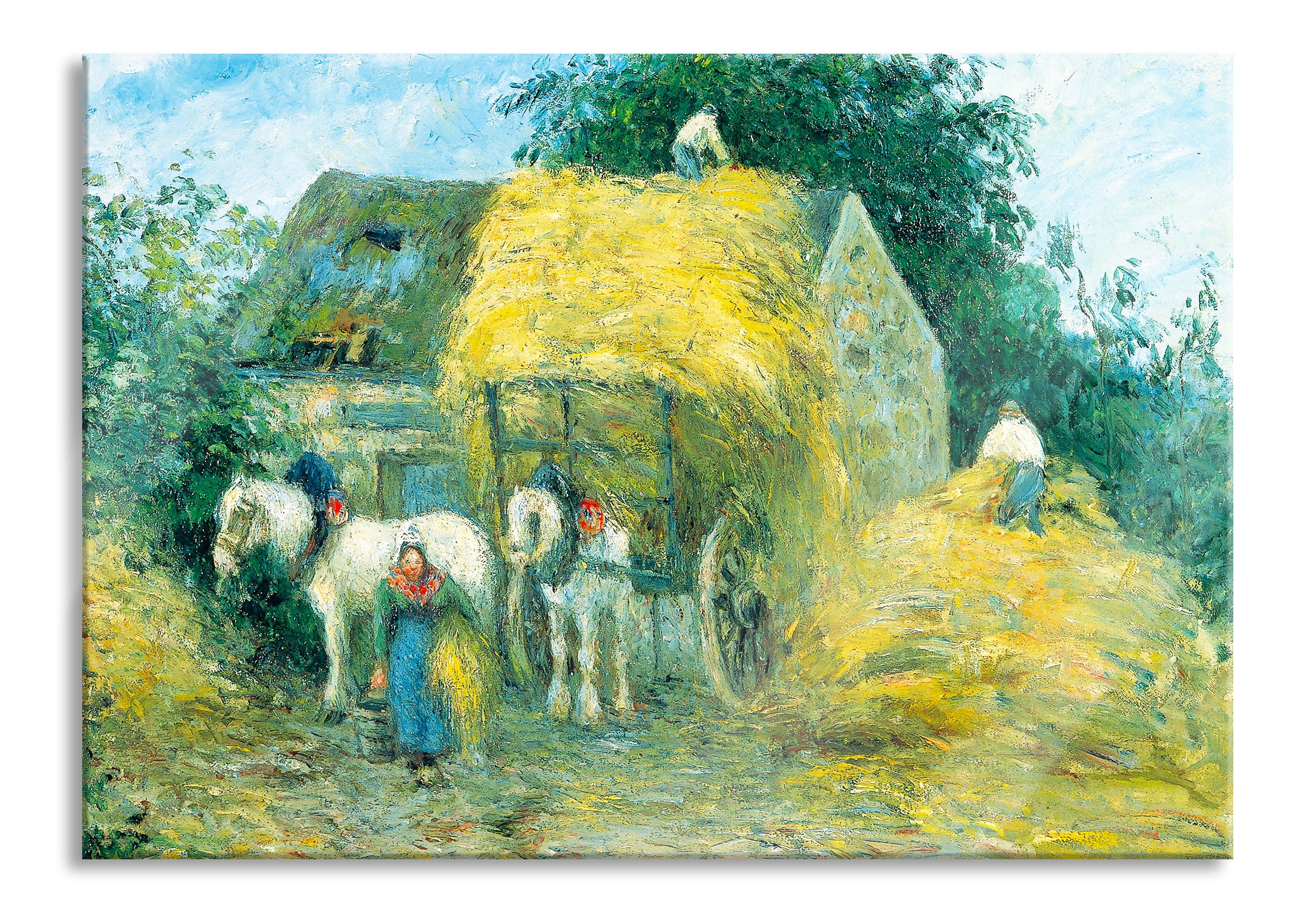 Camille Pissarro - The Hay Cart Montfoucault, Glasbild