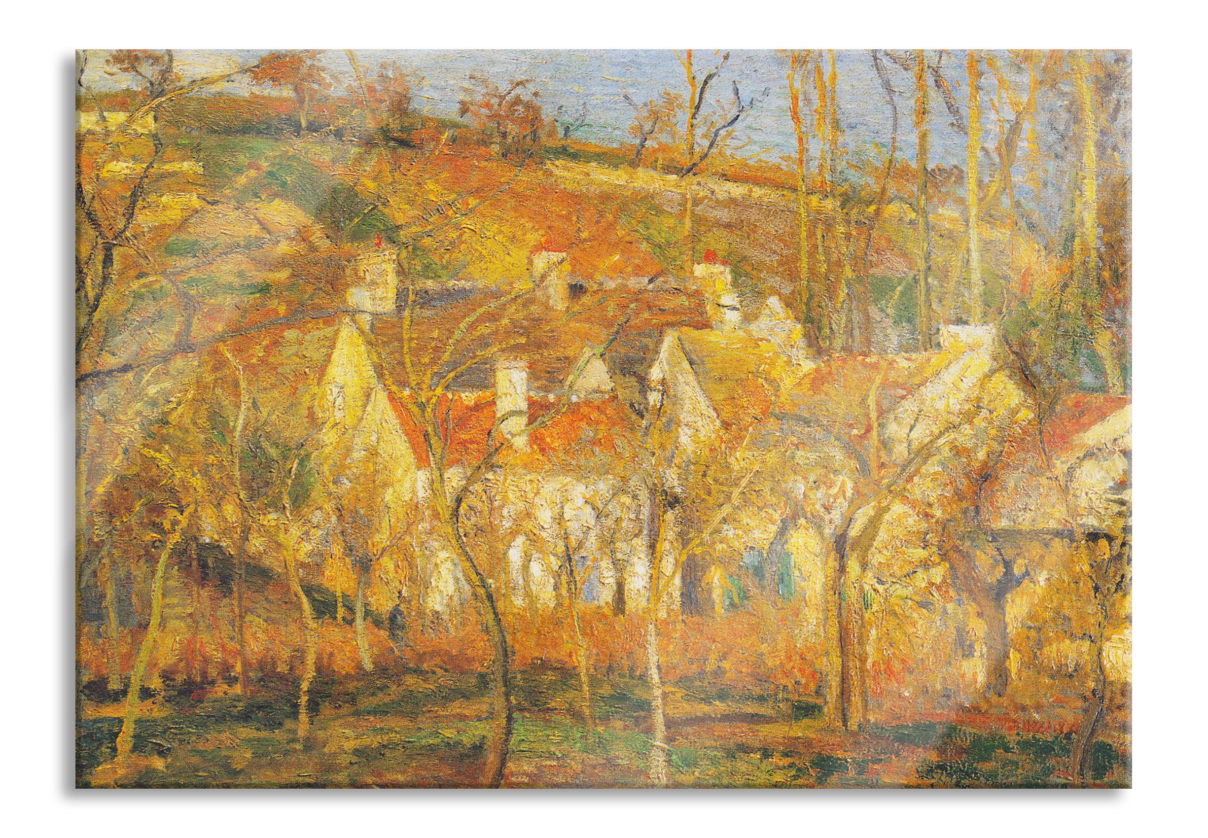 Camille Pissarro - Les toits rouges coin de village, Glasbild