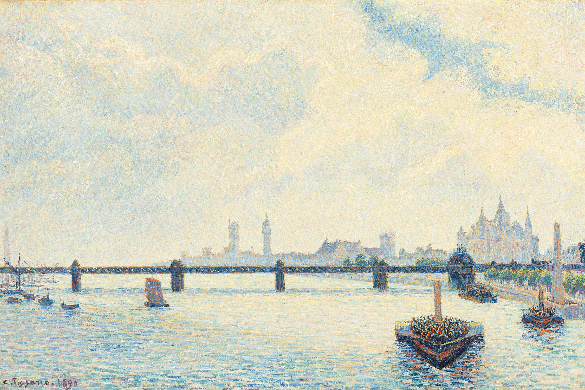 Camille Pissarro - Charing Cross Bridge London , Glasbild