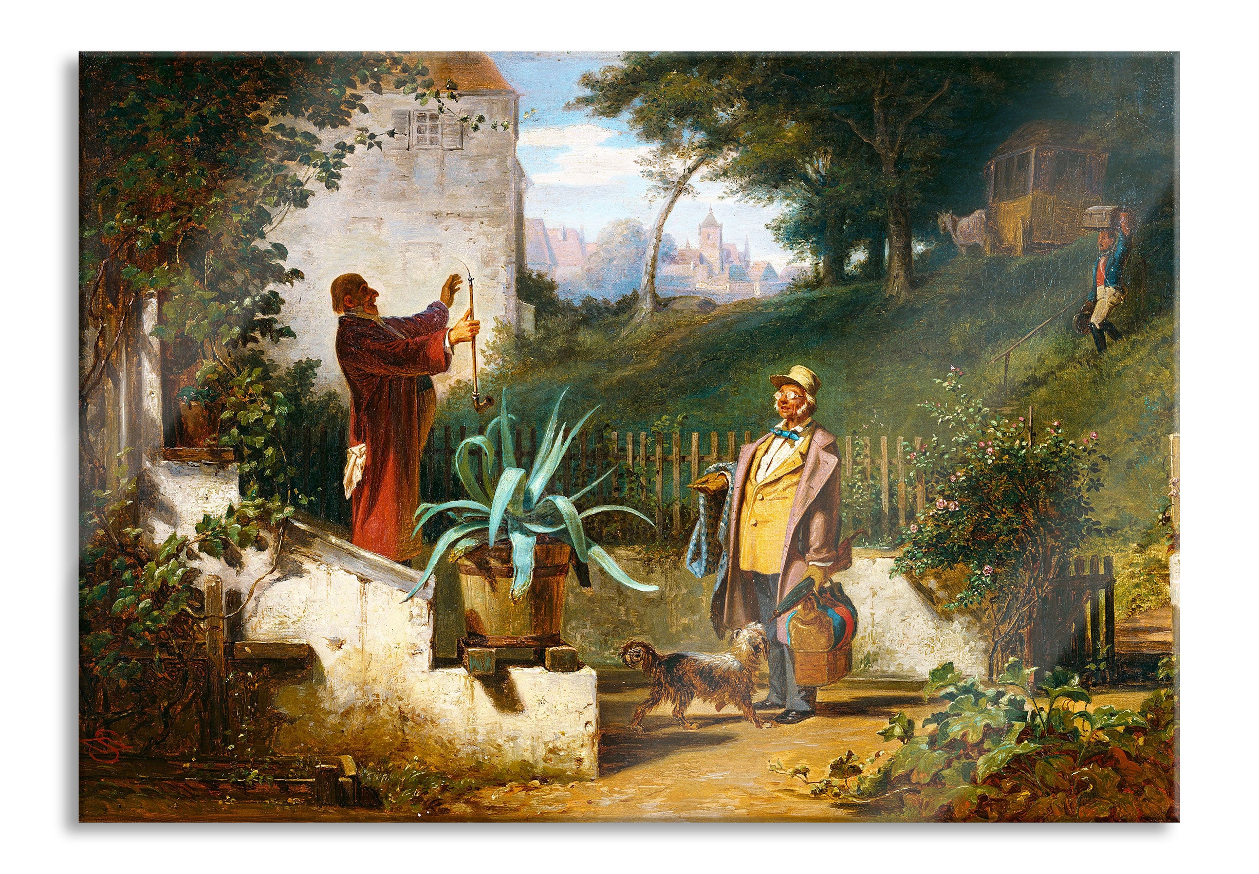 Carl Spitzweg - Jugendfreunde , Glasbild