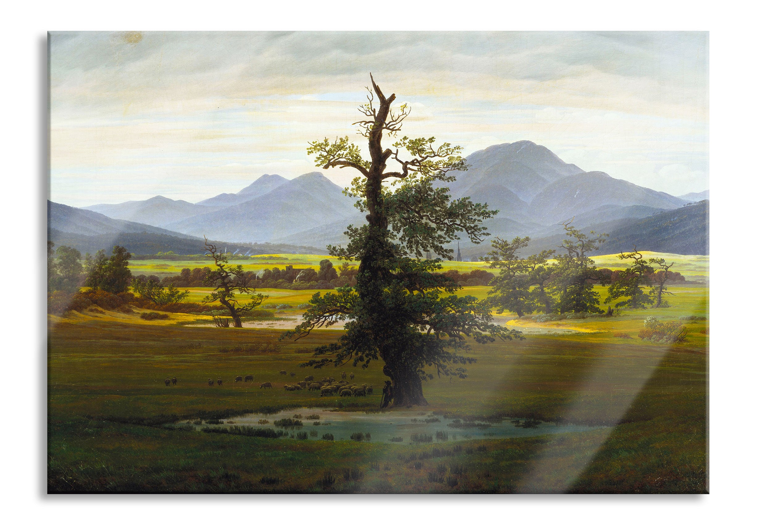 Caspar David Friedrich - Der einsame Baum, Glasbild