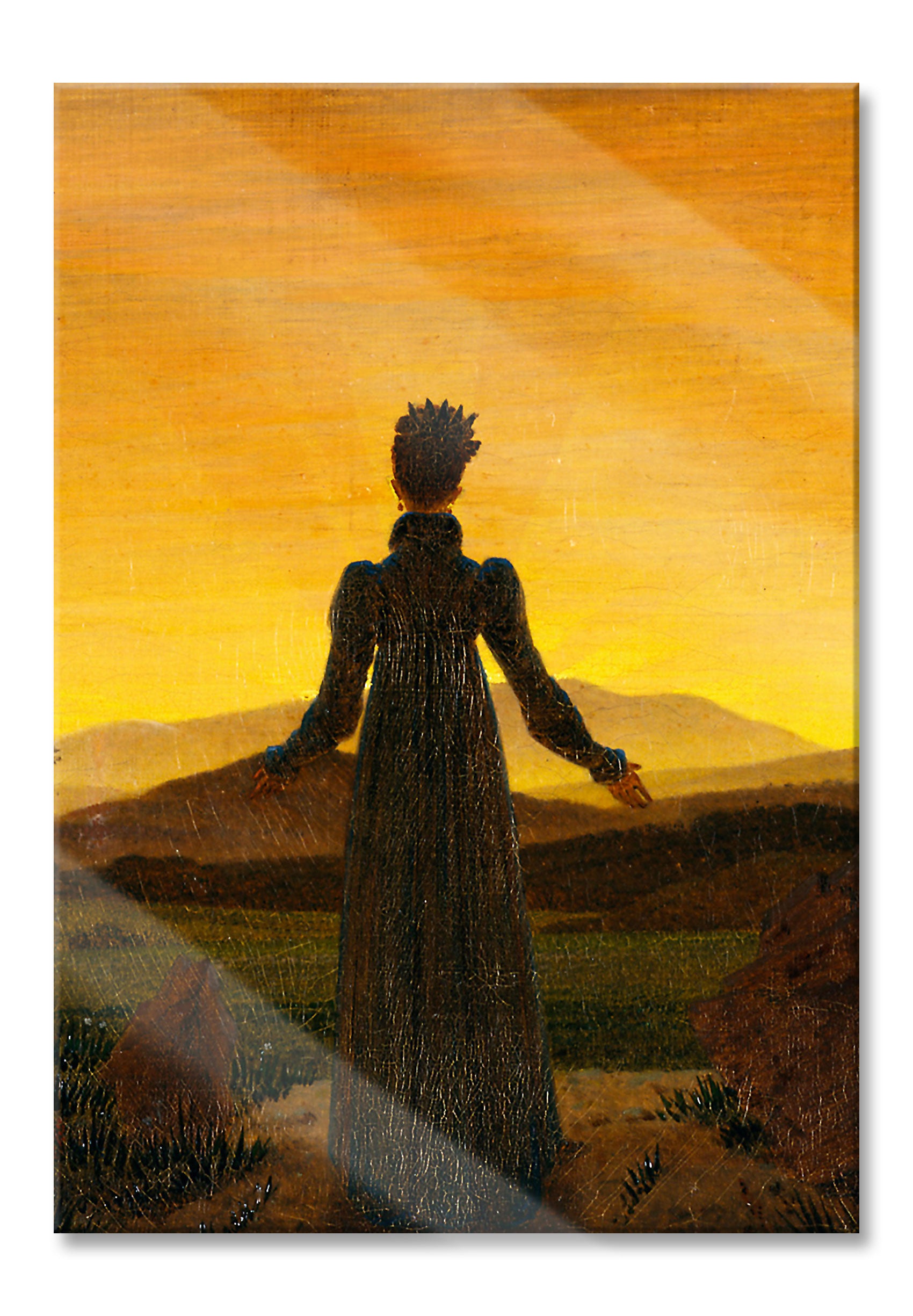 Caspar David Friedrich - Frau vor untergehender Sonne, Glasbild