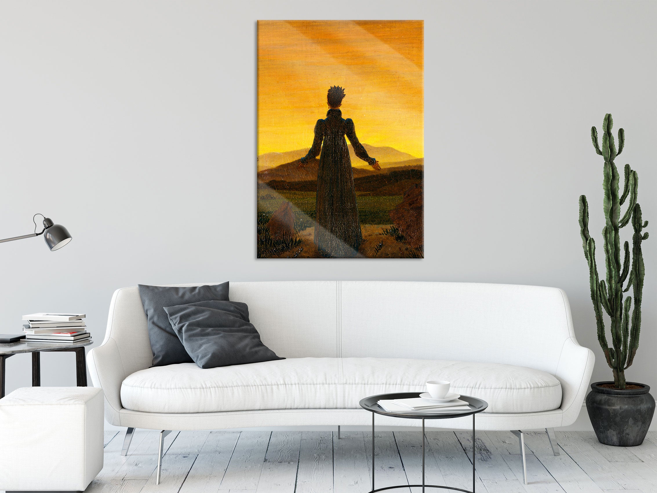 Caspar David Friedrich - Frau vor untergehender Sonne, Glasbild