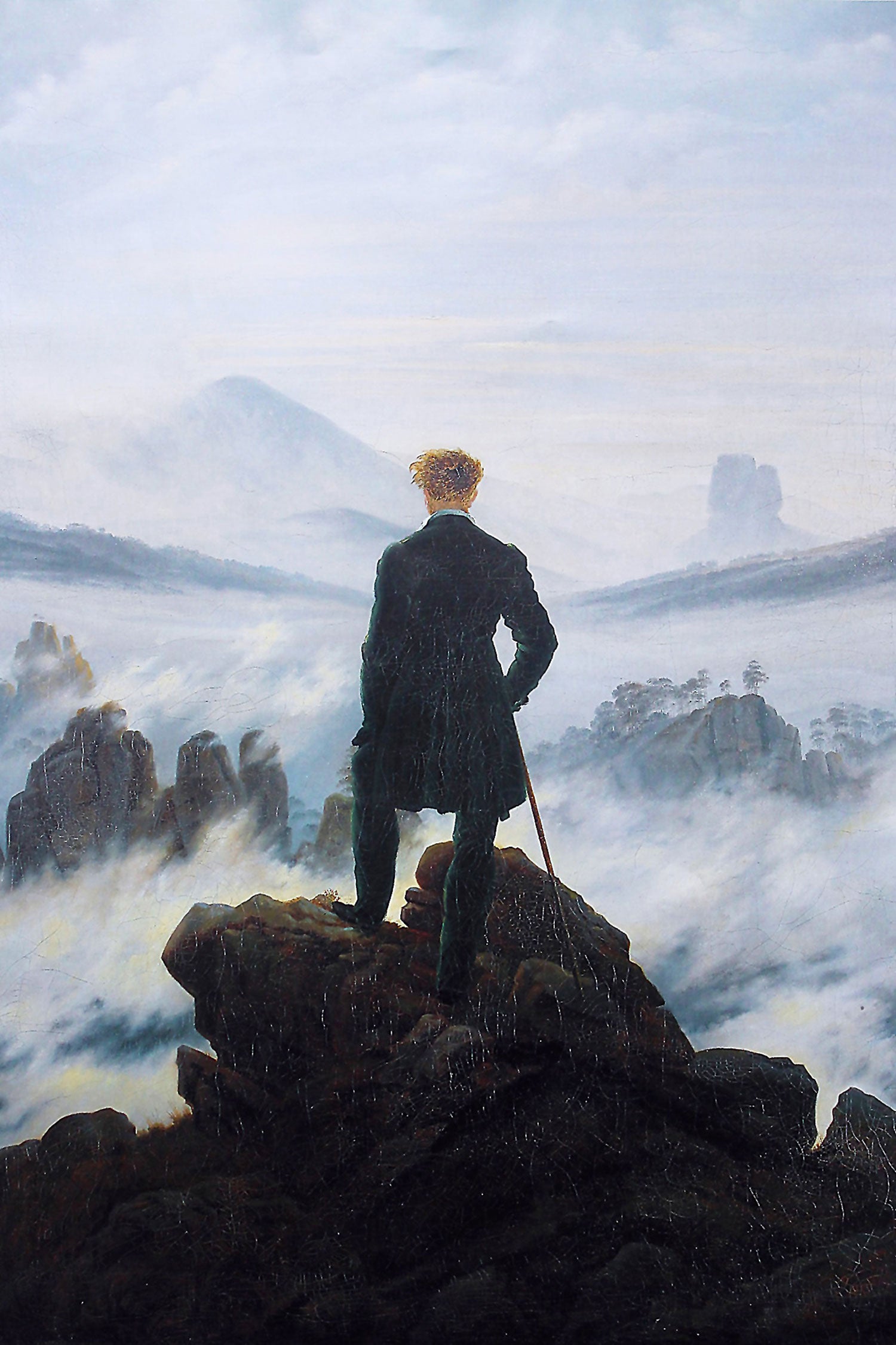 Caspar David Friedrich - Wanderer über dem Nebelmeer, Glasbild