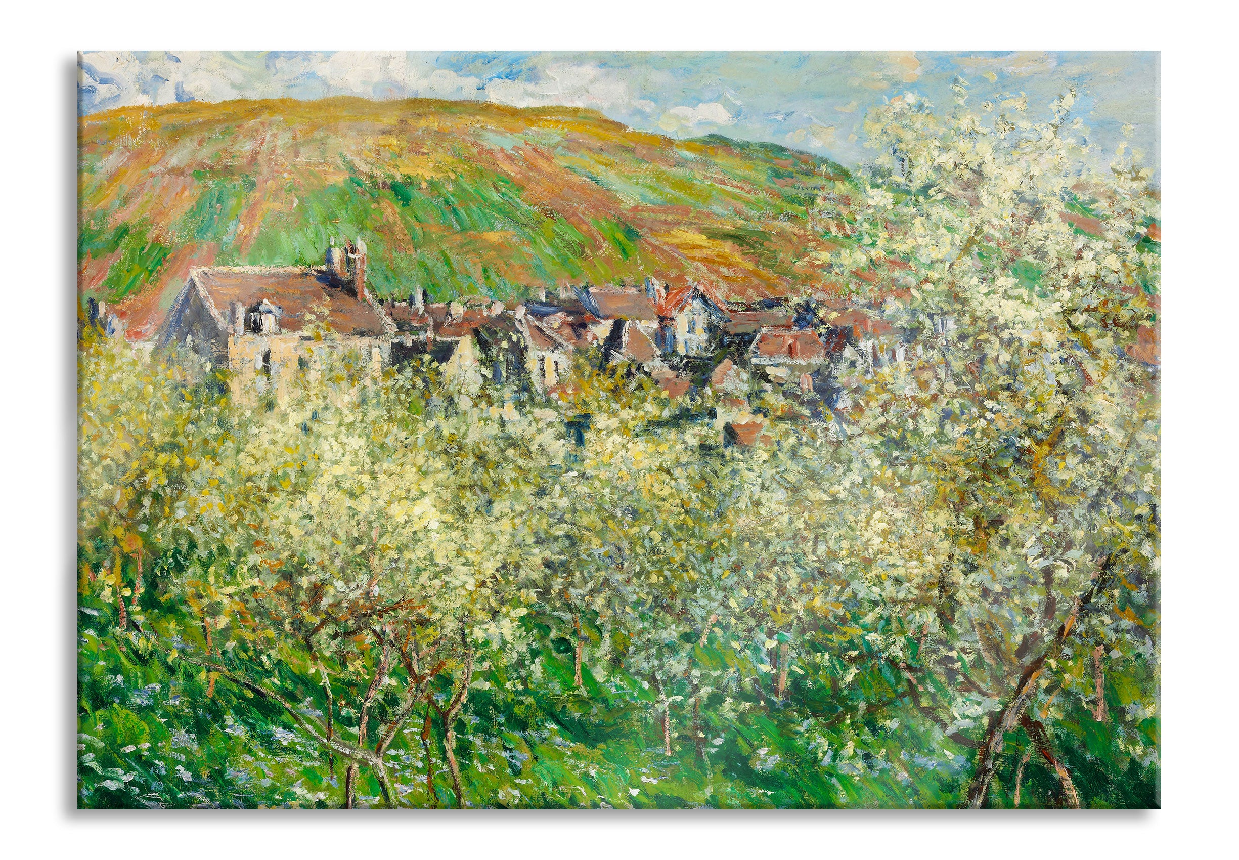 Claude Monet - Blühende Pflaumenbäume , Glasbild