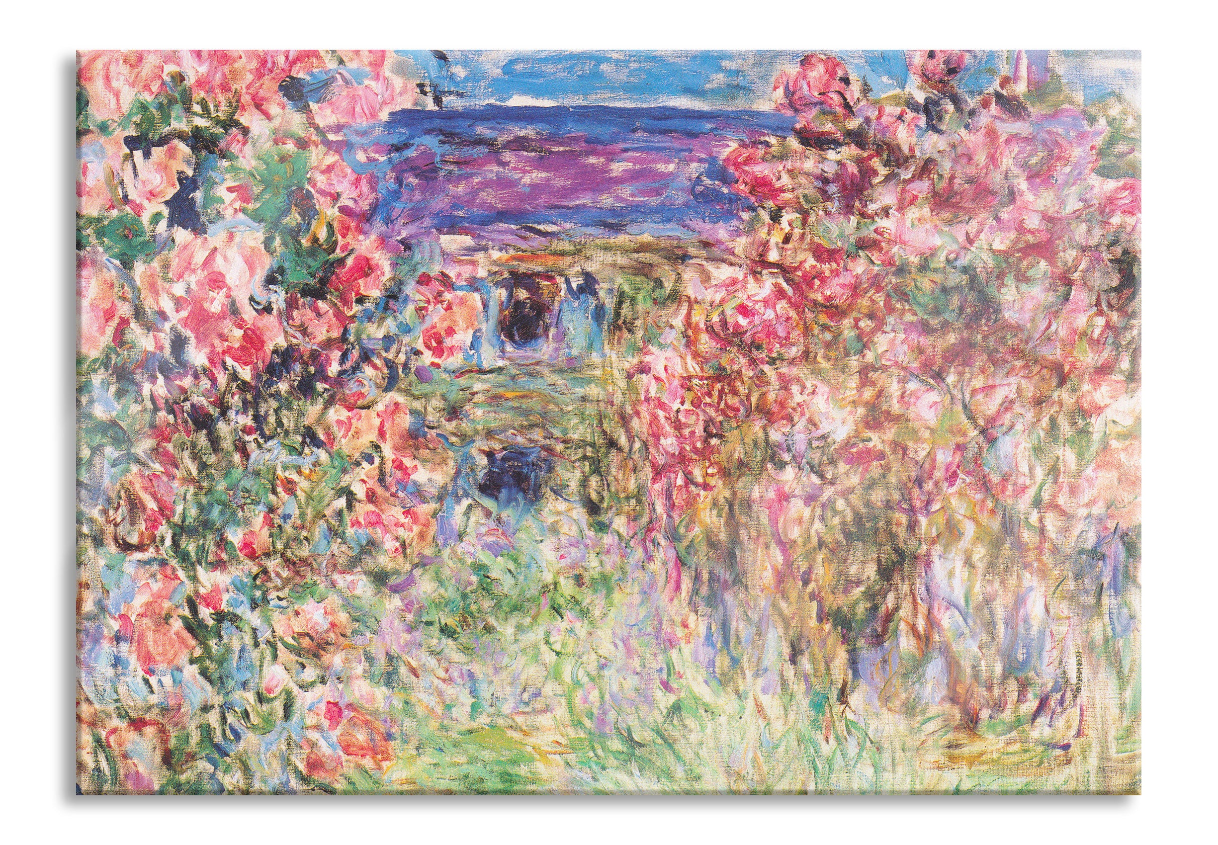 Claude Monet - Das Haus in den Rosen , Glasbild