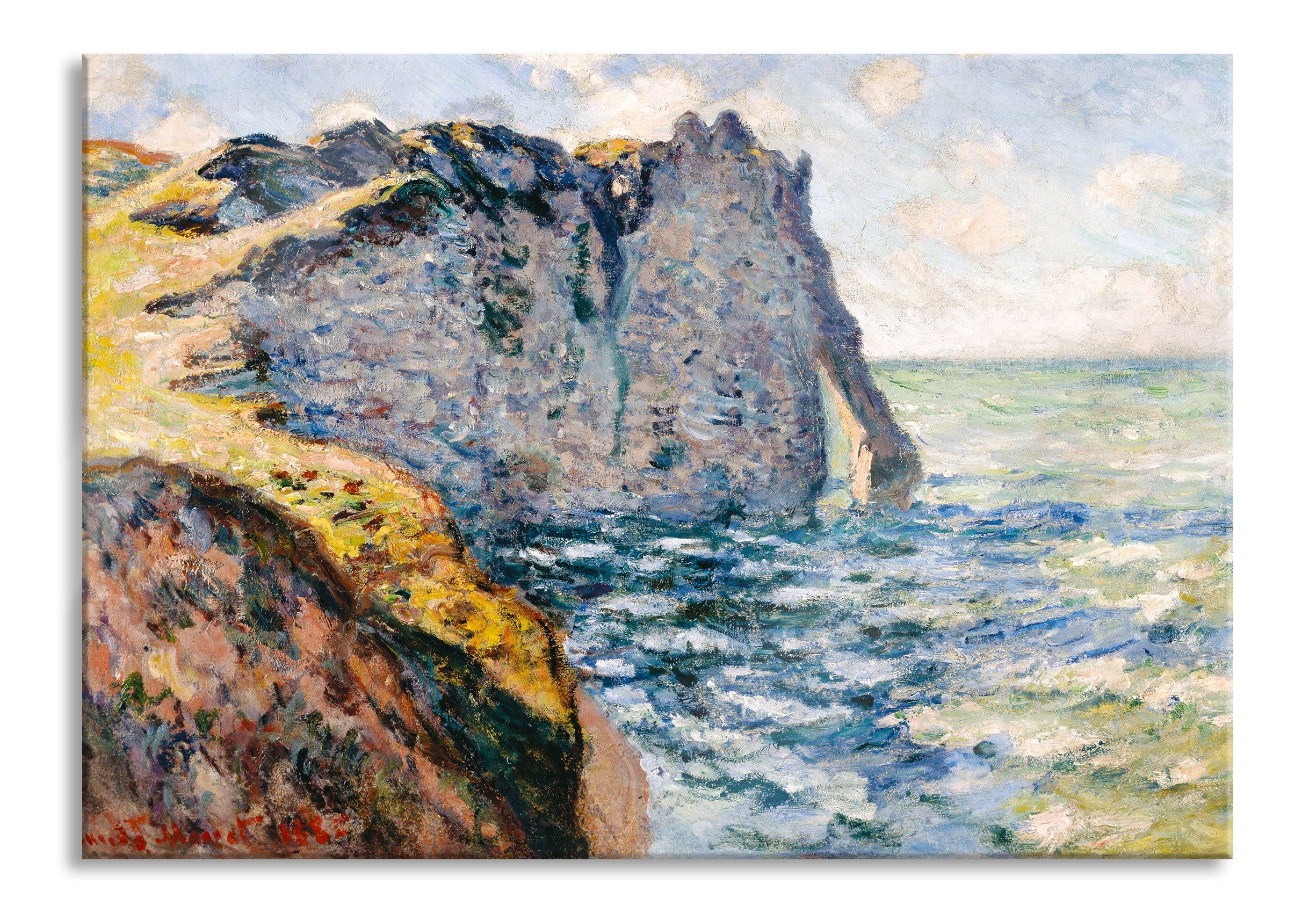 Claude Monet - Die Klippe von Aval Étrétat , Glasbild