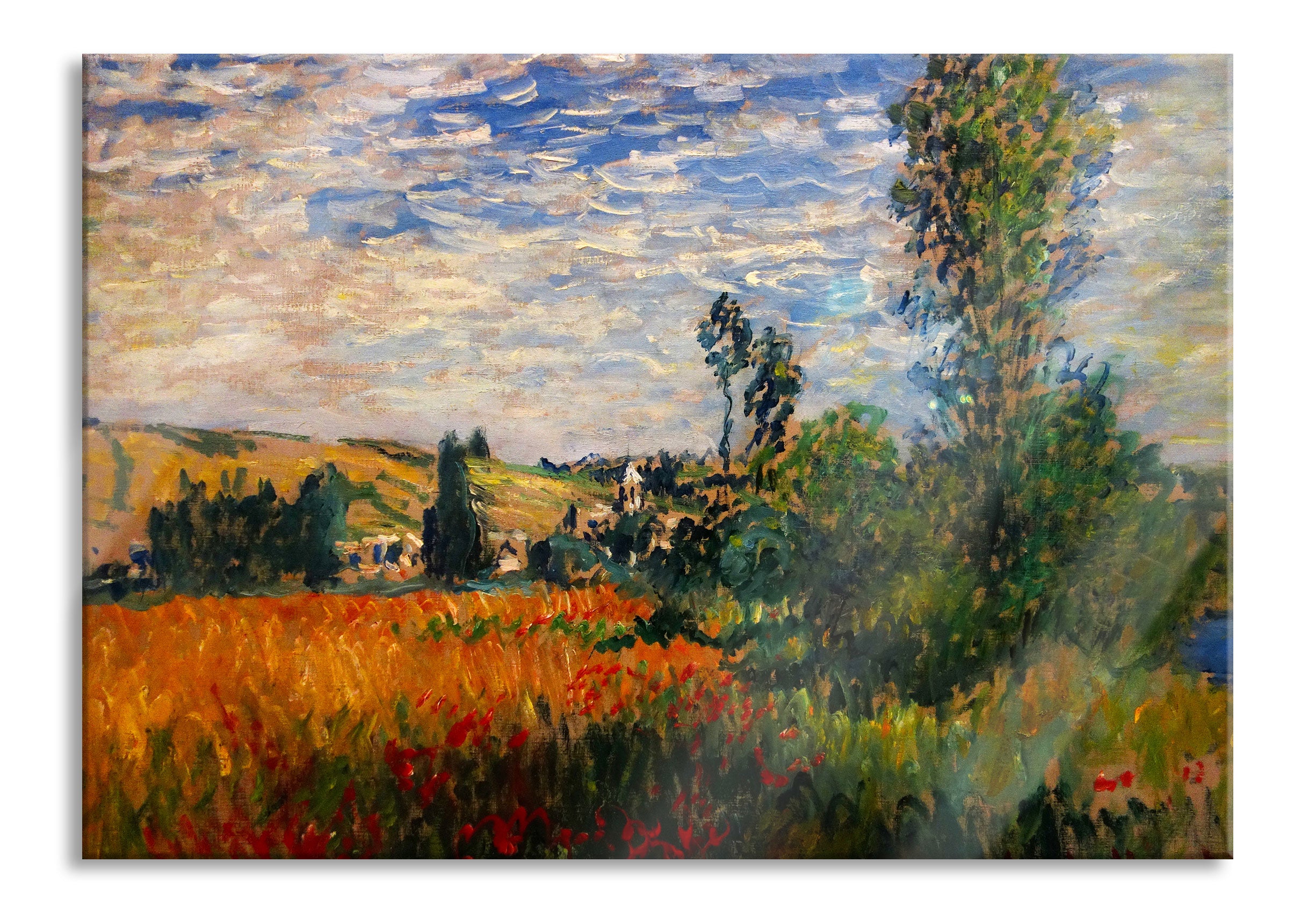 Claude Monet - Weg durch die Mohnfelder Ile Saint-Mart, Glasbild