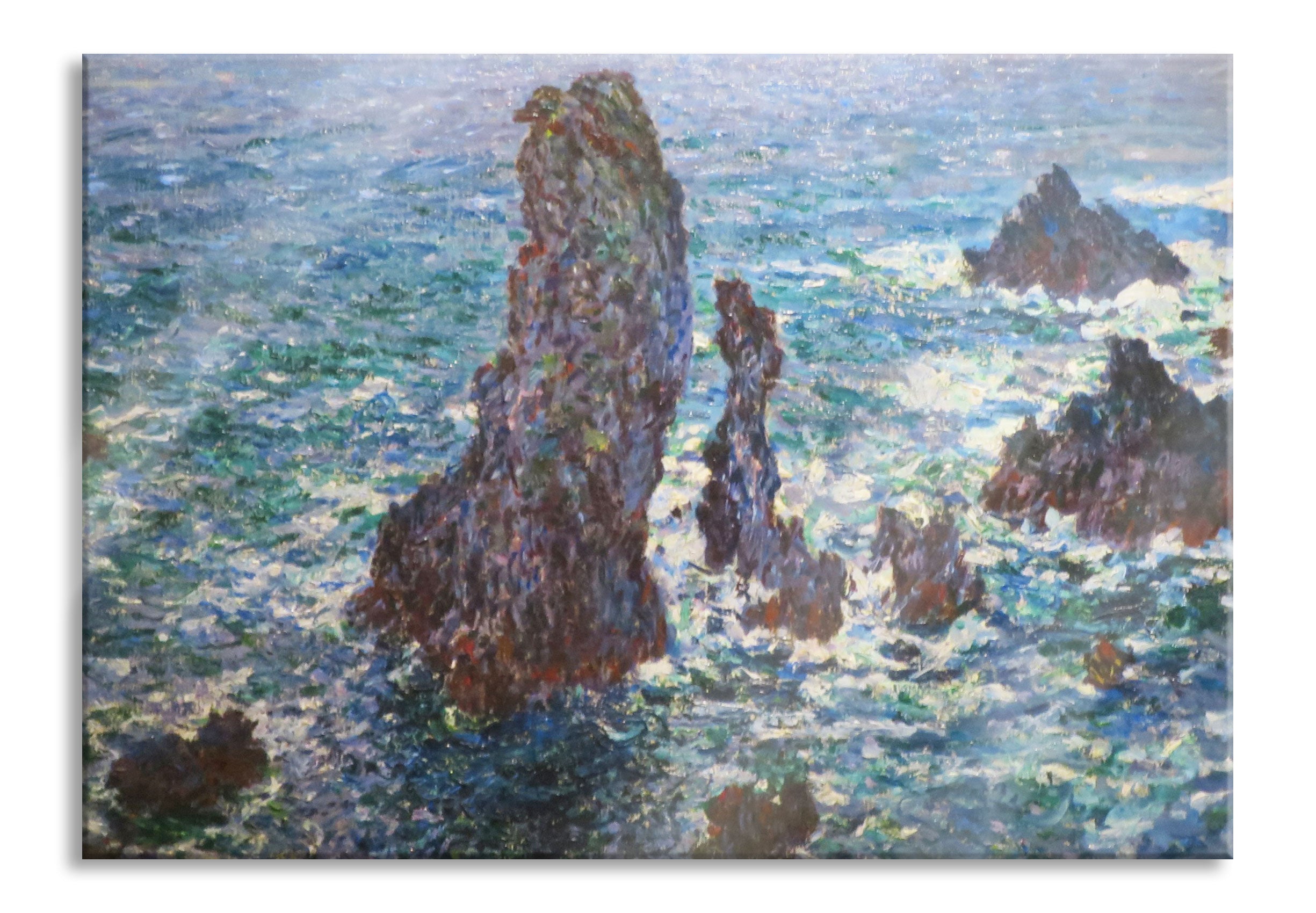 Claude Monet - Felsen bei Belle-Ile, Glasbild