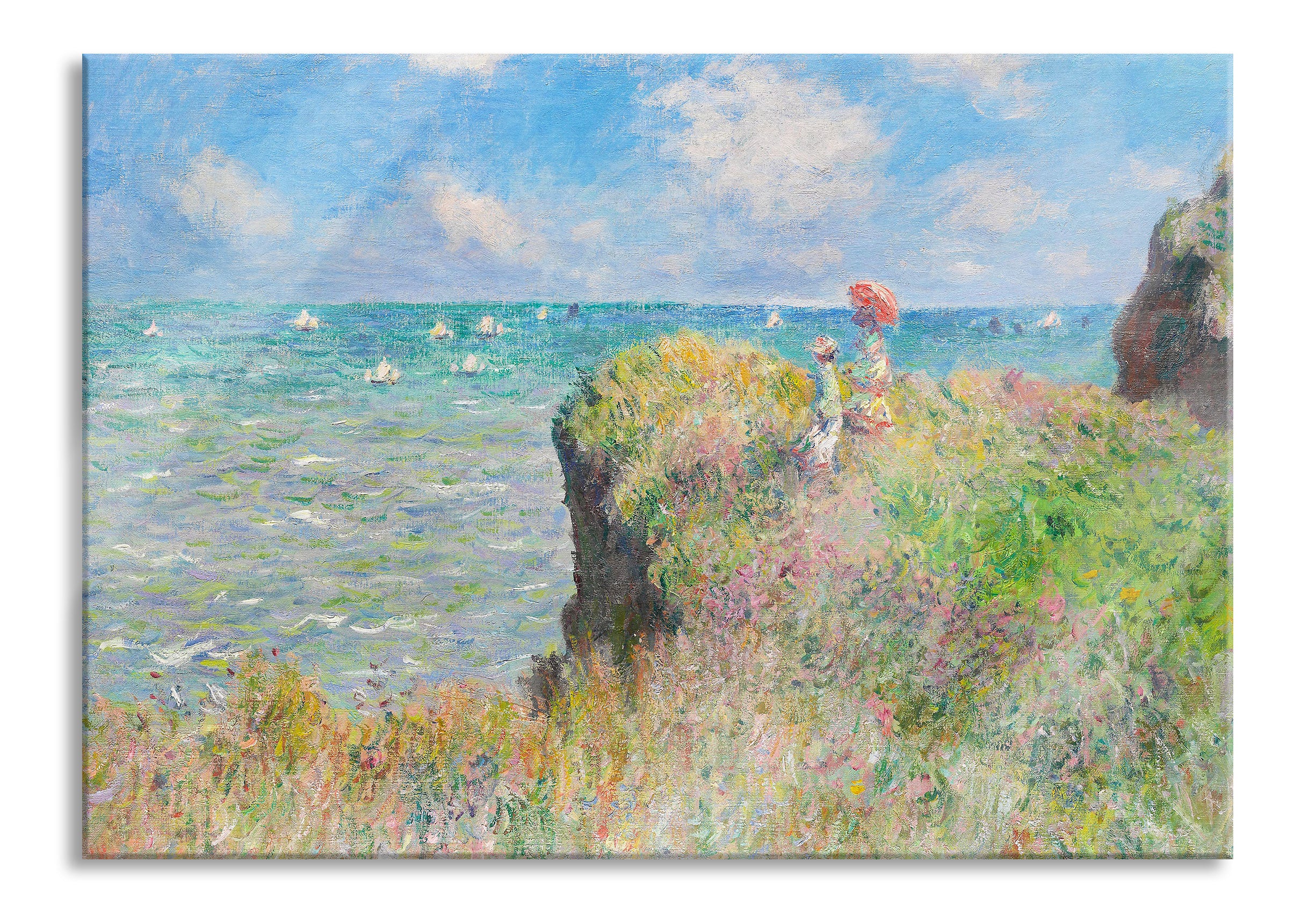 Claude Monet - Spaziergang auf Klippen-Ebene bei Pourvi, Glasbild