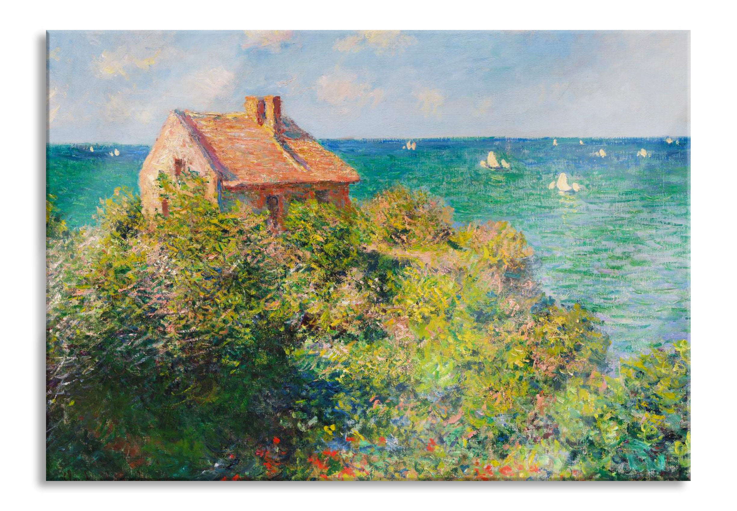 Claude Monet - Fischer-Häuschen in Varengeville, Glasbild