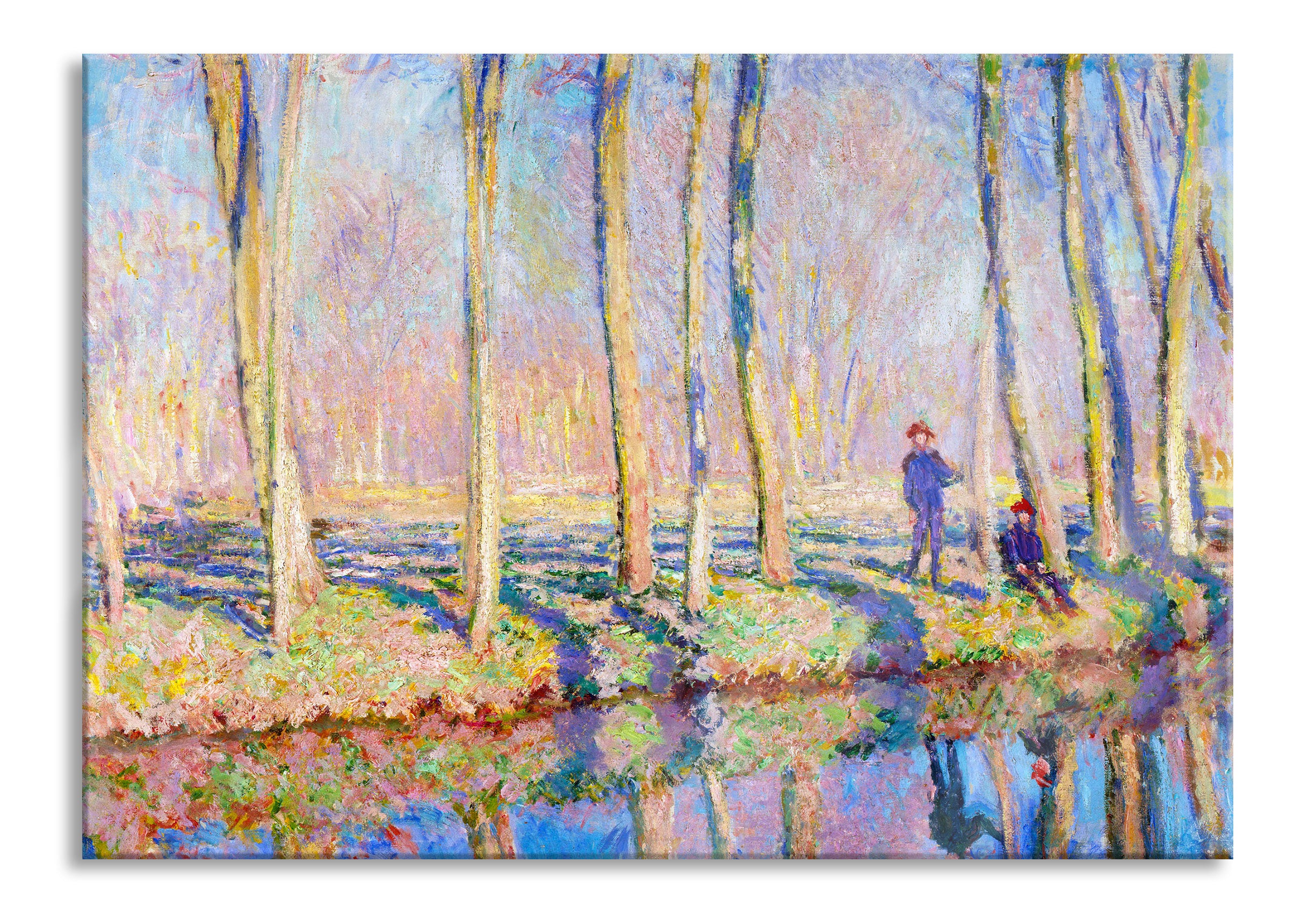 Claude Monet - Pierre Hoschede und Michel Monet am Ufer, Glasbild