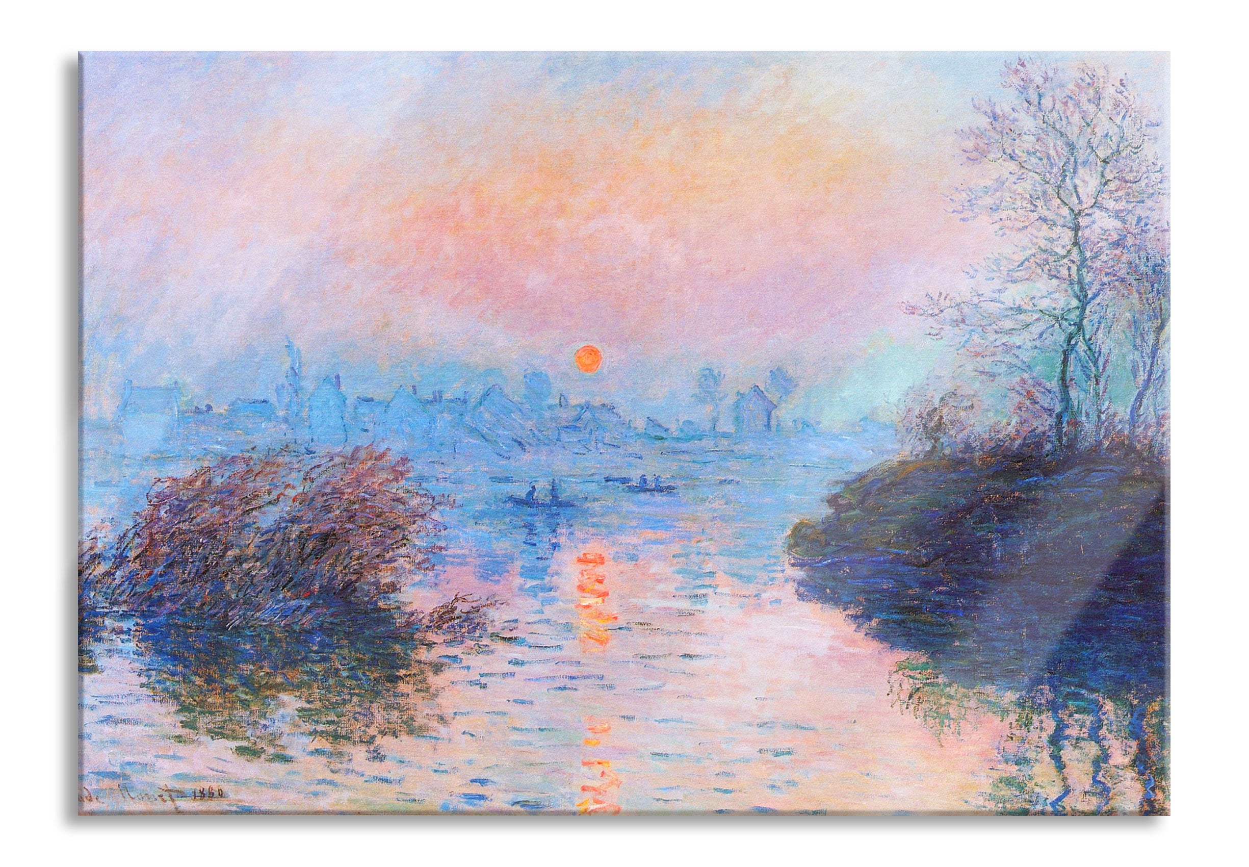 Claude Monet - Sonnenuntergang auf der Seine im Winter, Glasbild