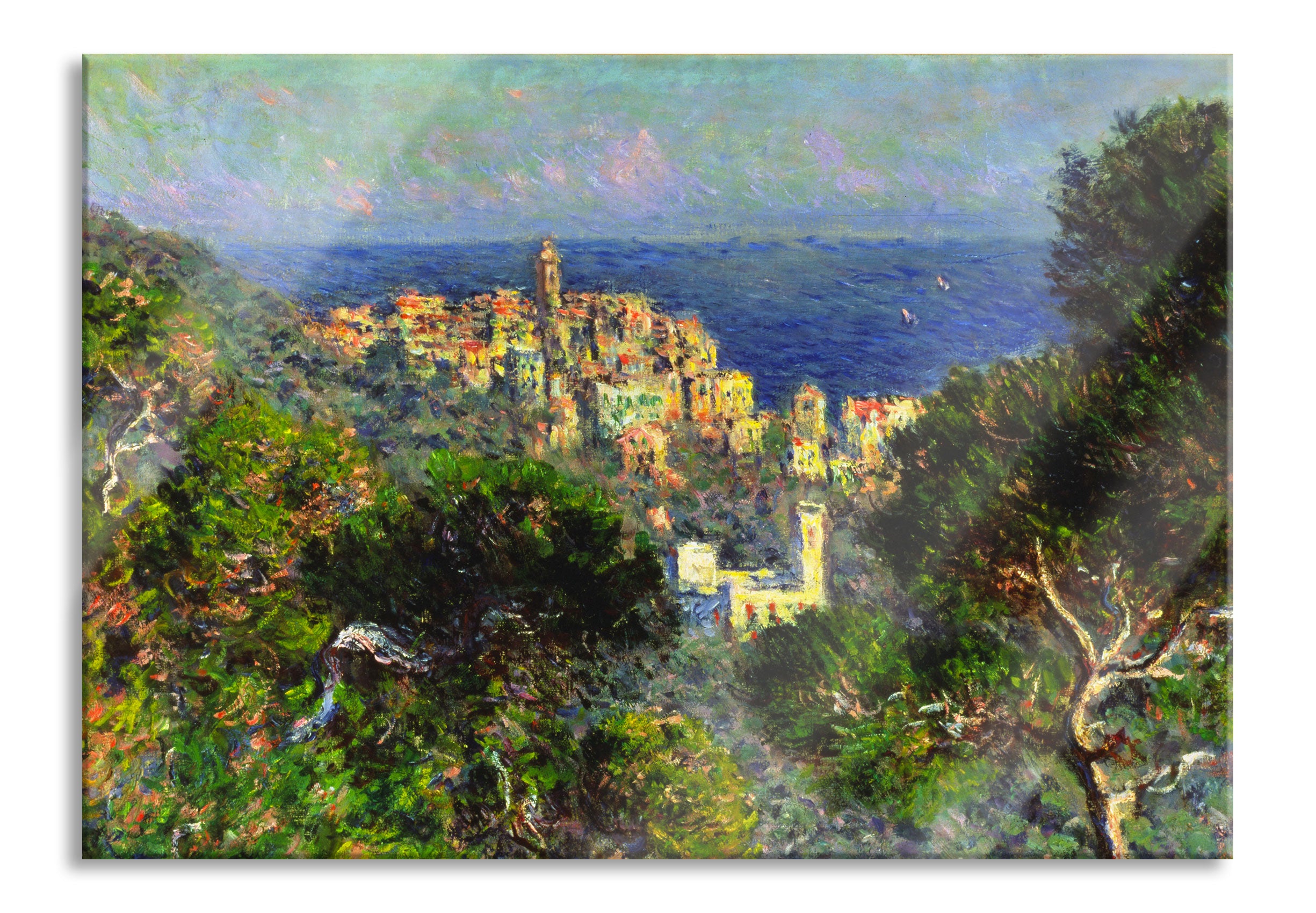 Claude Monet - Aussicht von Bordighiera, Glasbild