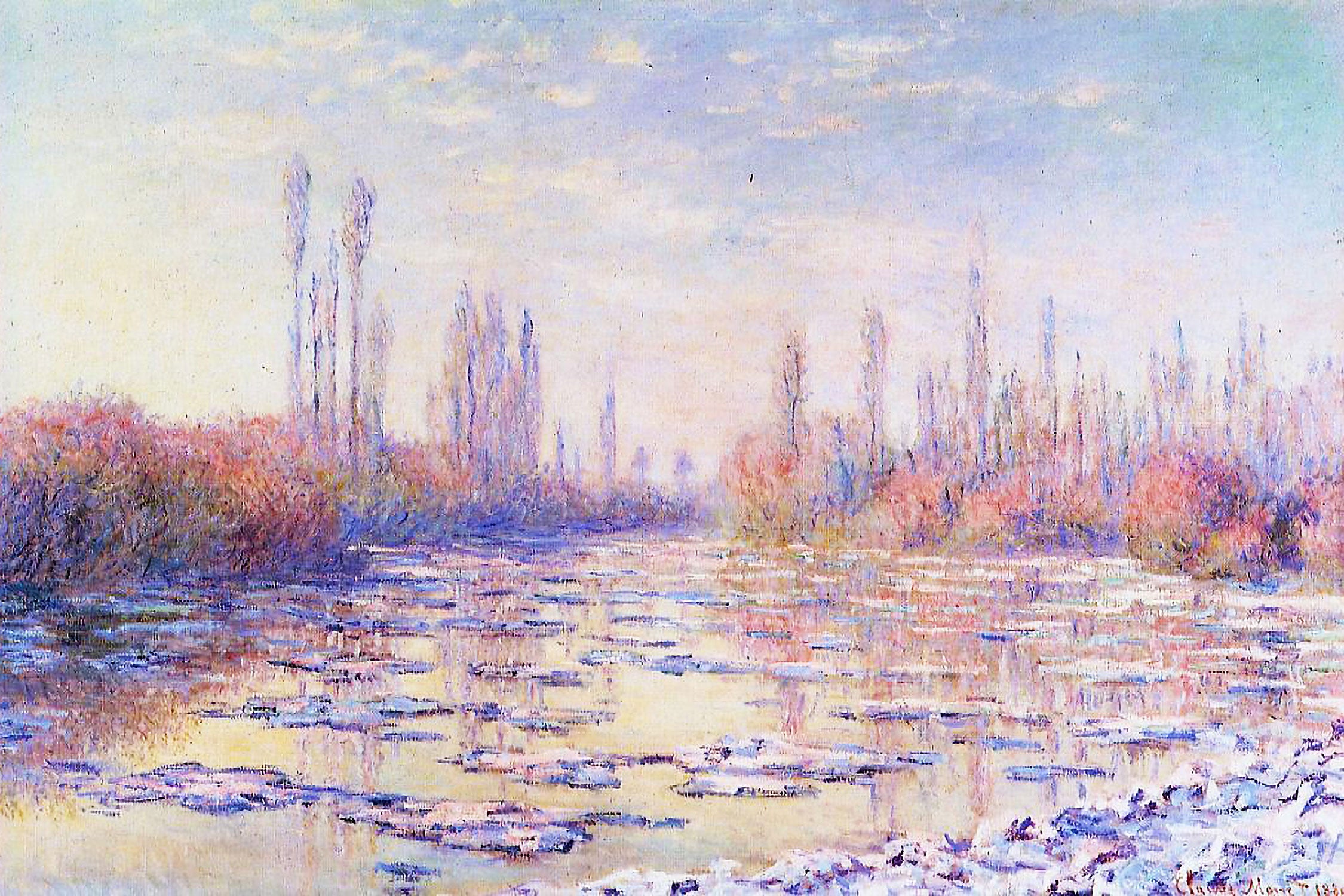 Claude Monet - Eisgang auf der Seine , Glasbild