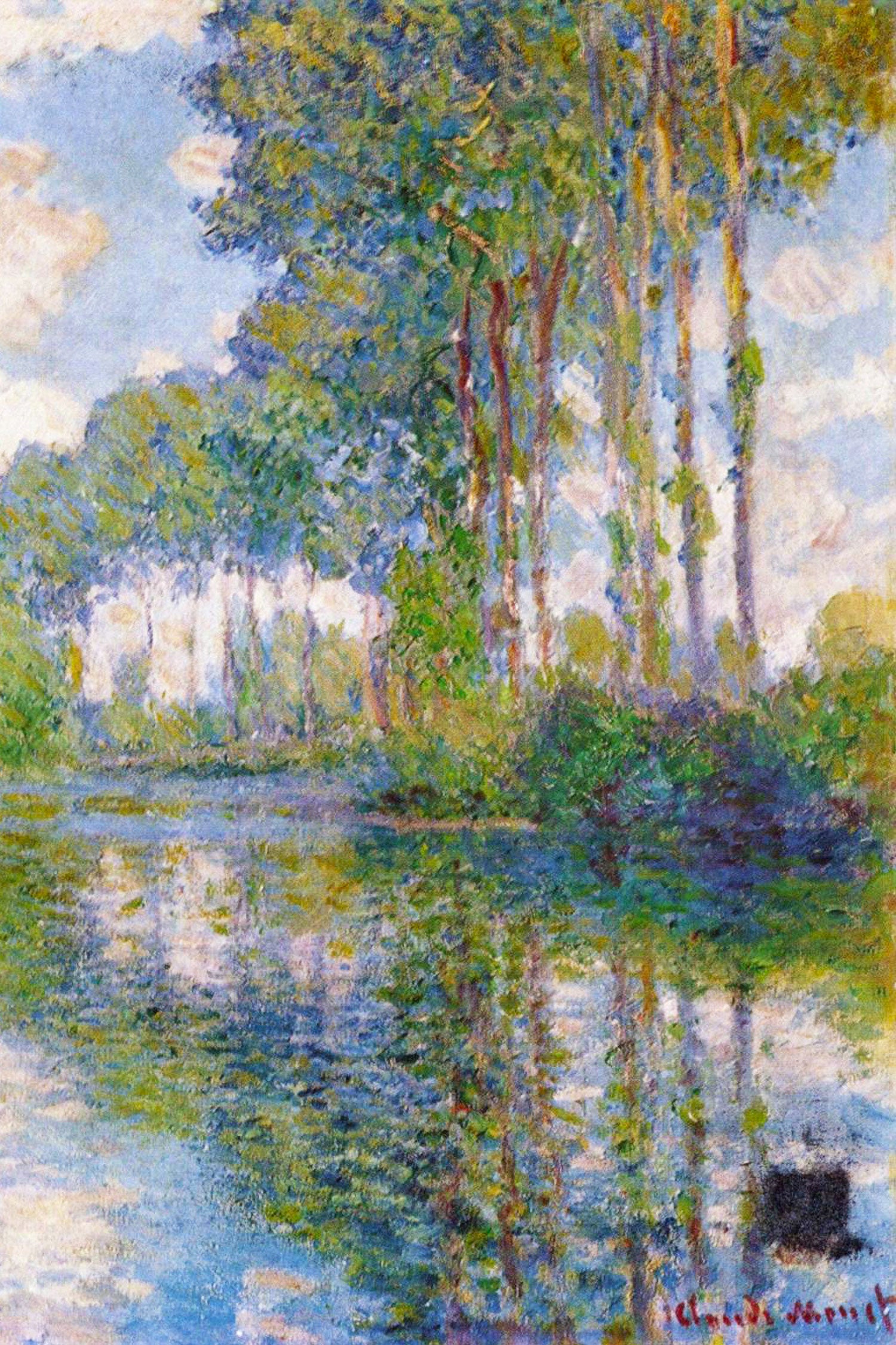 Claude Monet - Pappeln an der Epte I , Glasbild