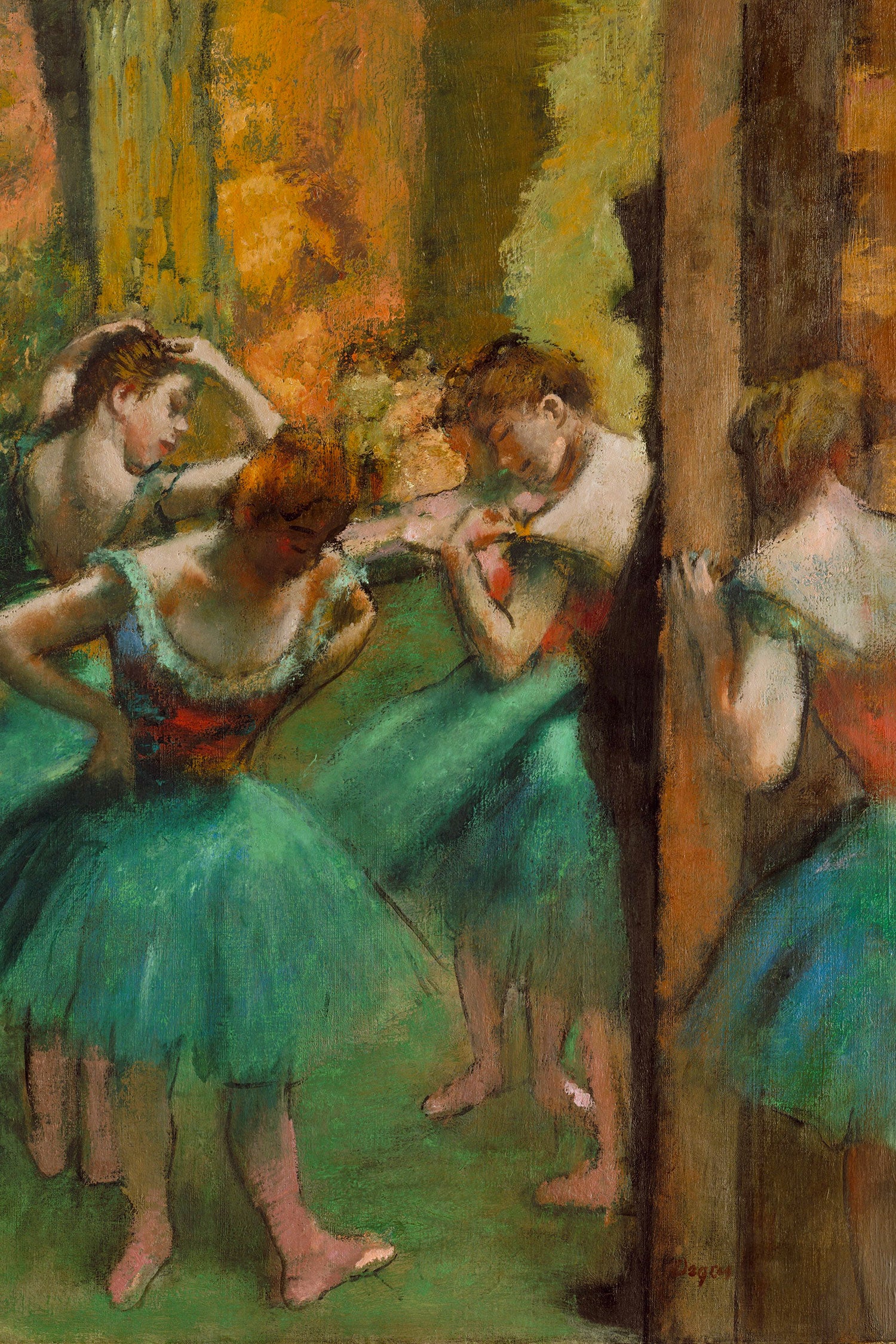 Edgar Degas - Tänzerinnen pink und grün , Glasbild