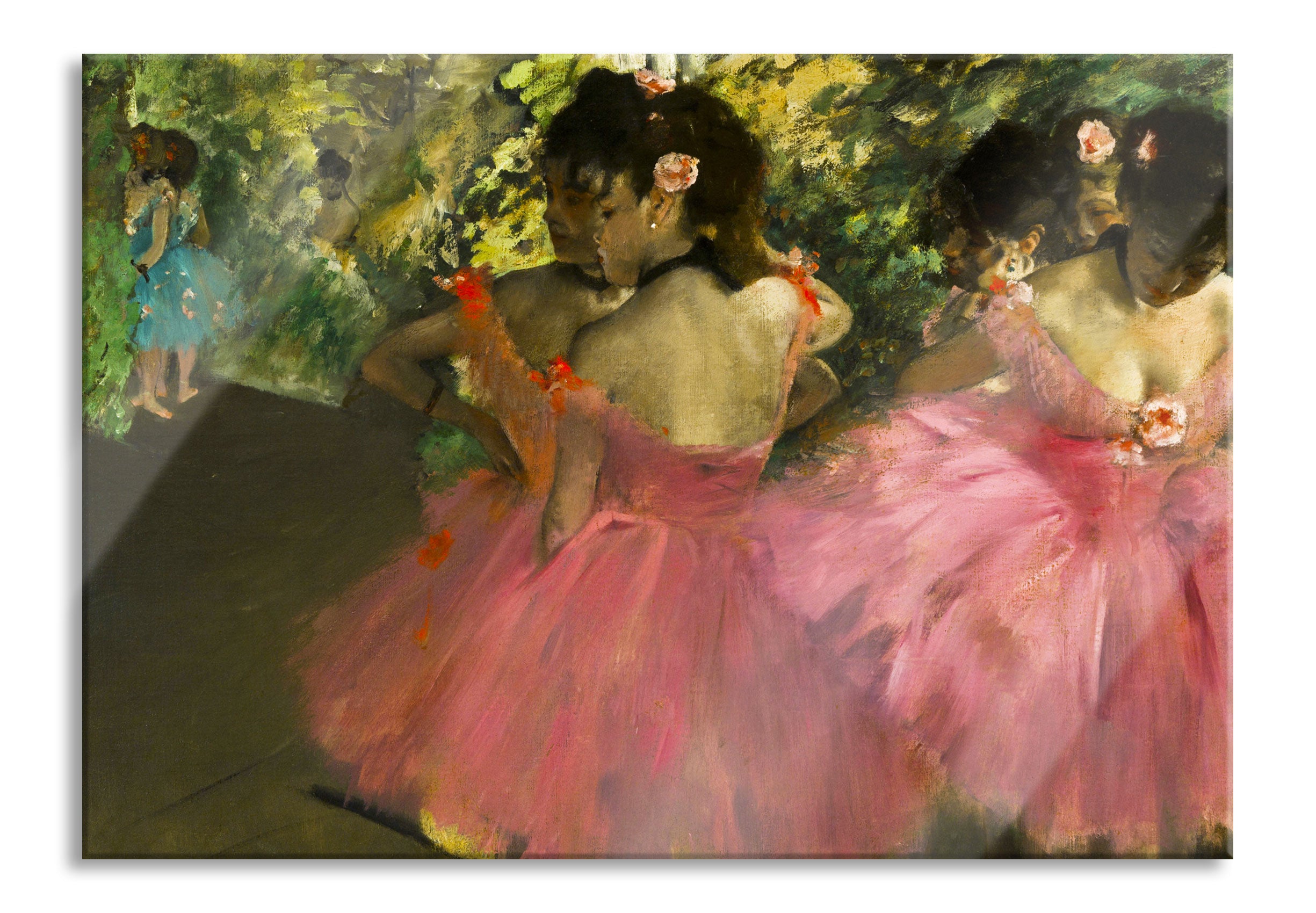 Edgar Degas - Die pinken Tänzerinnen vor dem Ballet , Glasbild