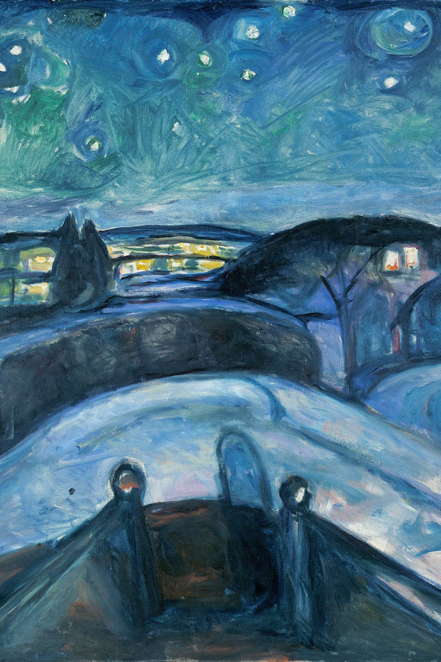 Edvard Munch - Sternennacht , Glasbild