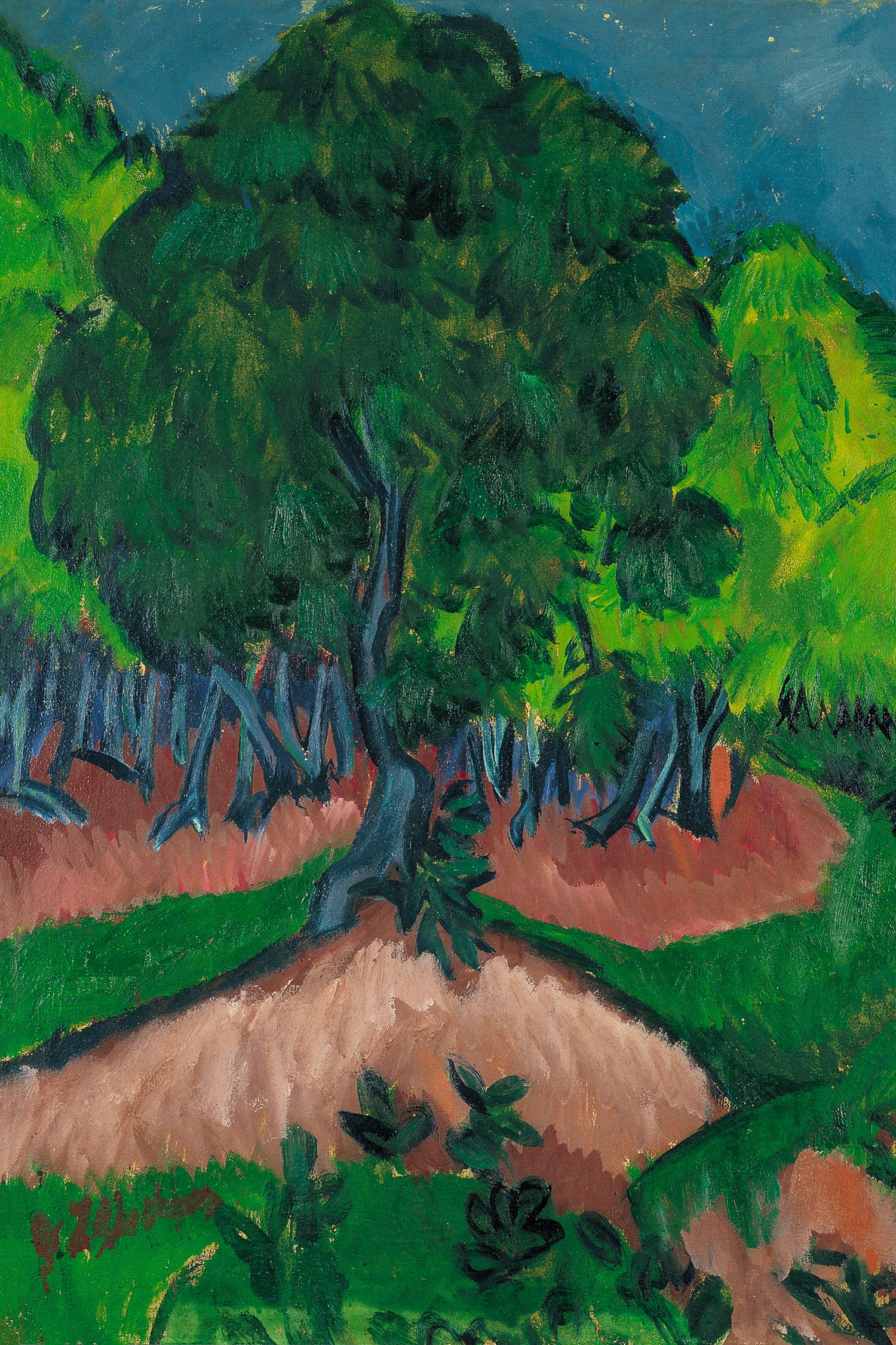 Ernst Ludwig Kirchner - Landschaft mit Maronenbaum , Glasbild