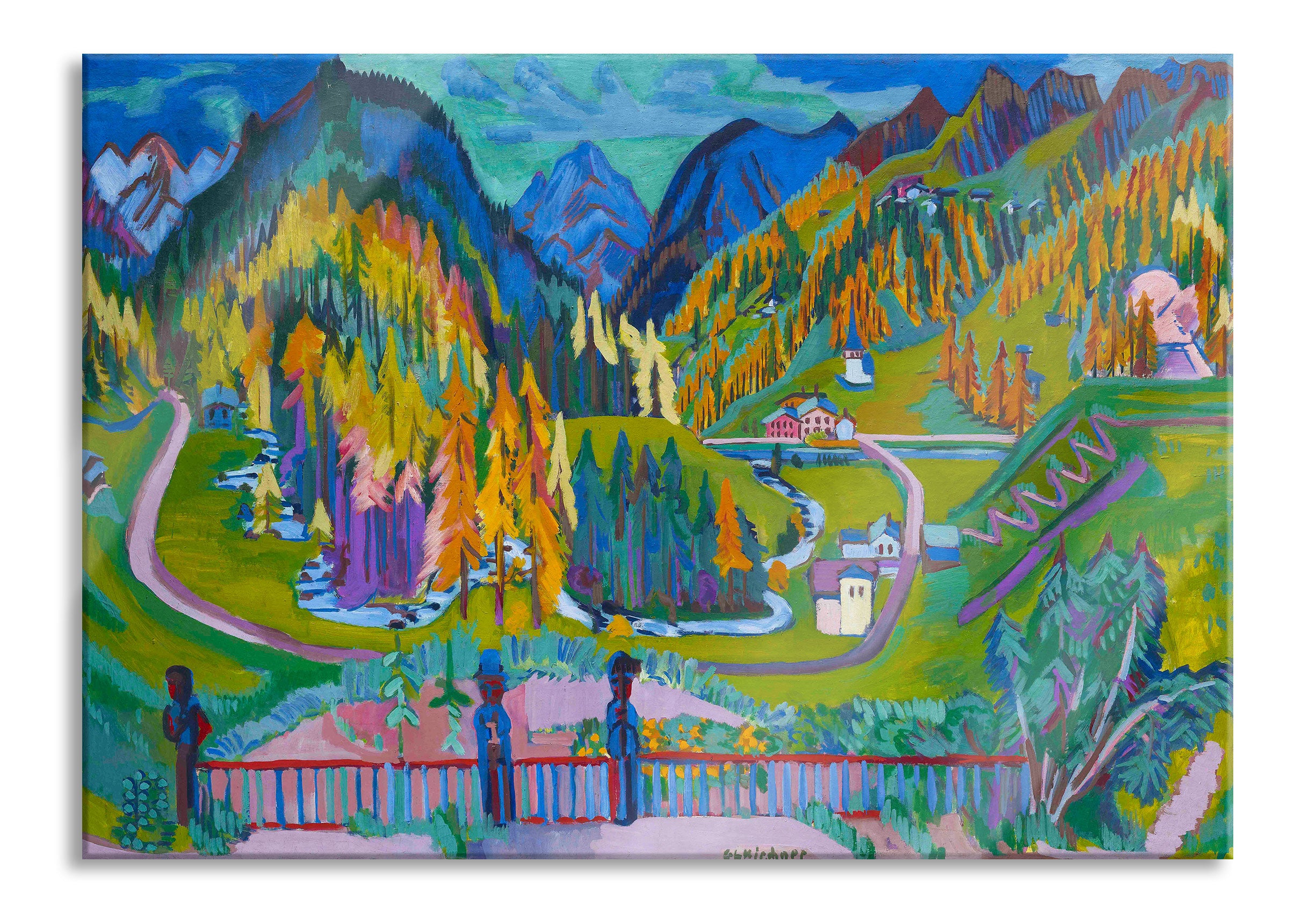 Ernst Ludwig Kirchner - Sertig-Tal im Herbst  , Glasbild