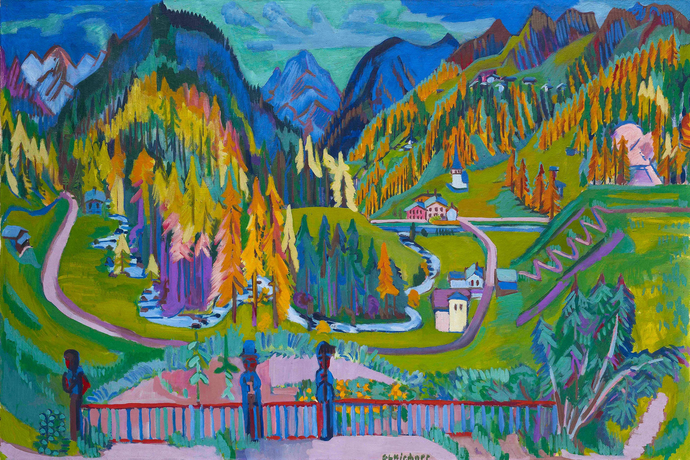 Ernst Ludwig Kirchner - Sertig-Tal im Herbst  , Glasbild