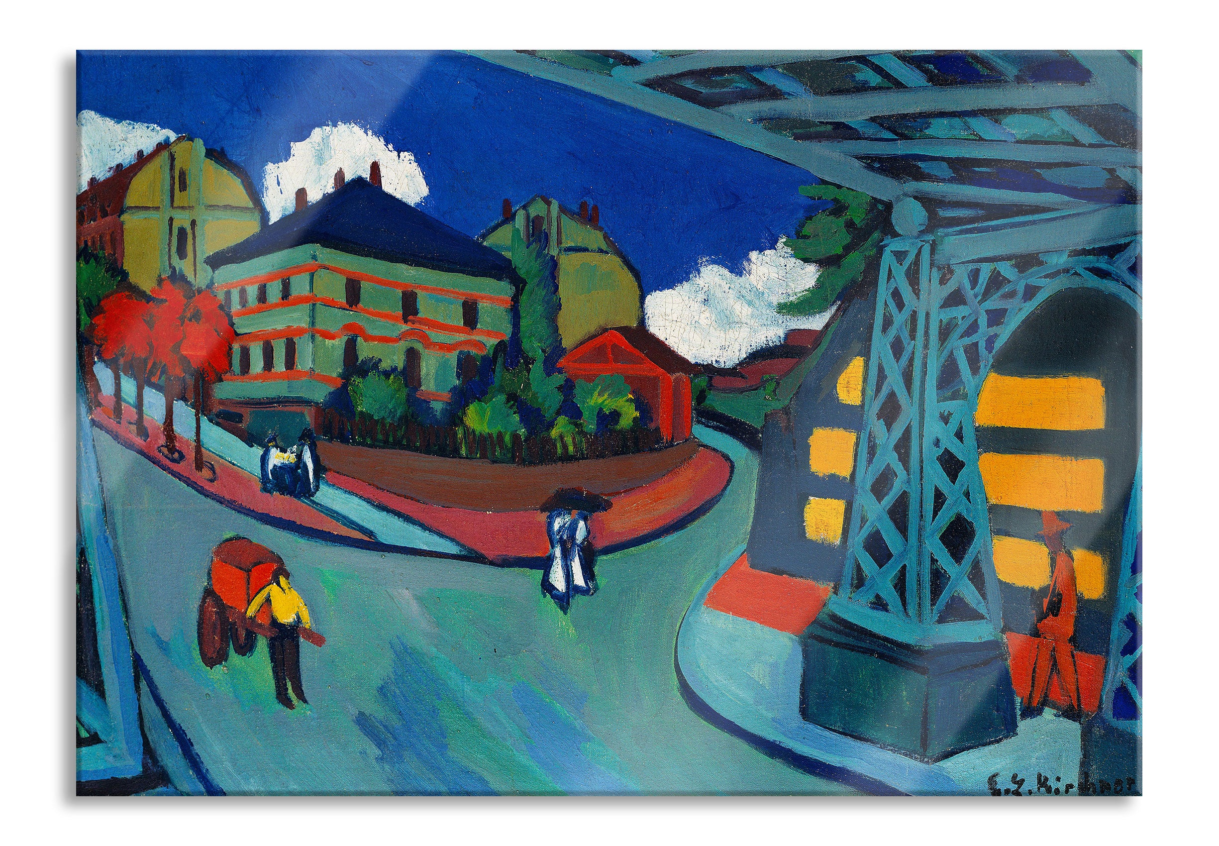 Ernst Ludwig Kirchner - Eisenbahnüberführung Löbtauer, Glasbild