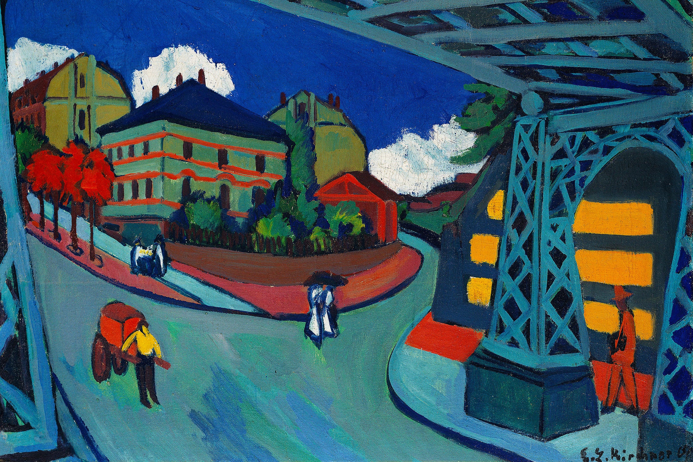 Ernst Ludwig Kirchner - Eisenbahnüberführung Löbtauer, Glasbild