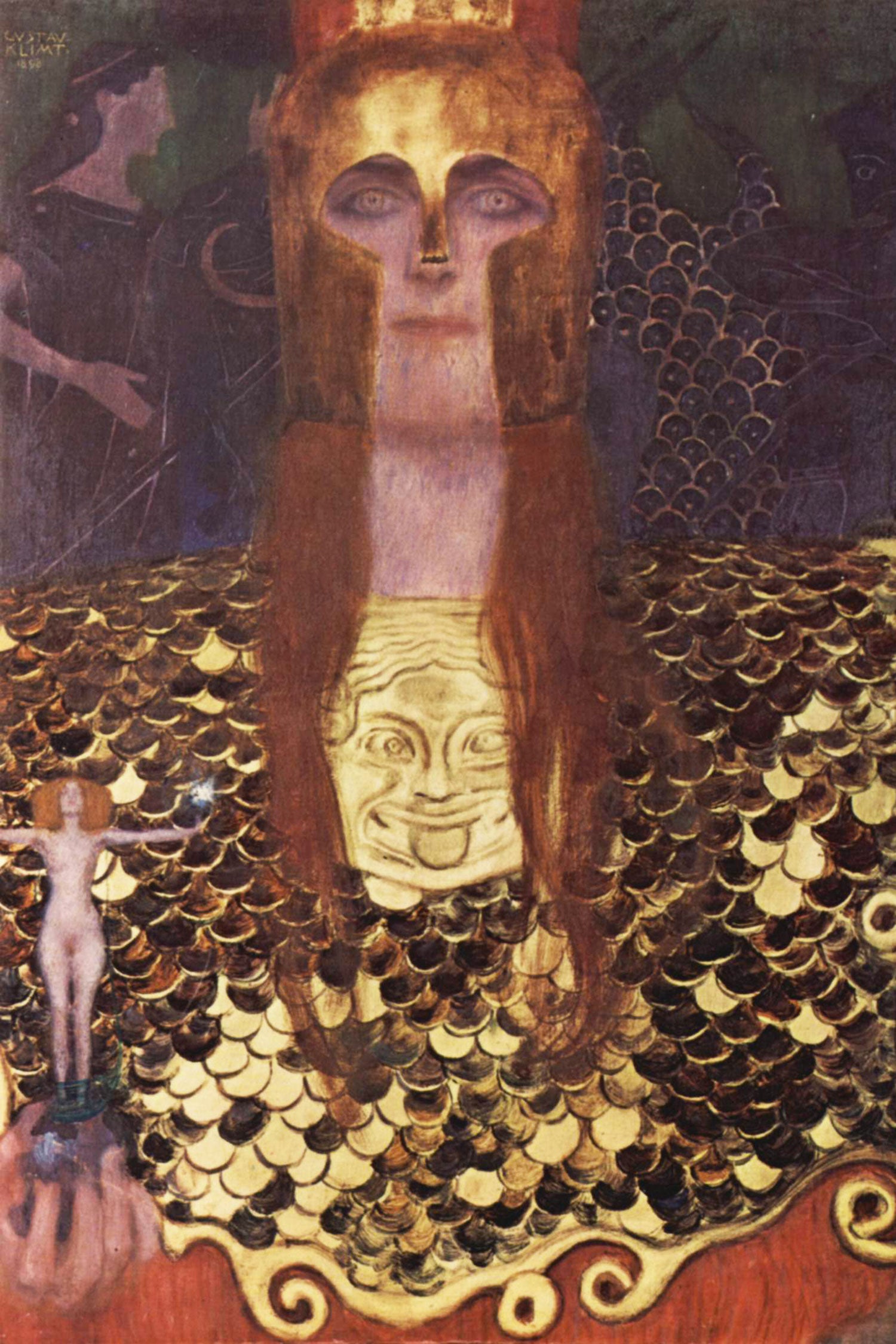 Gustav Klimt - Minerva oder Pallas Athena, Glasbild