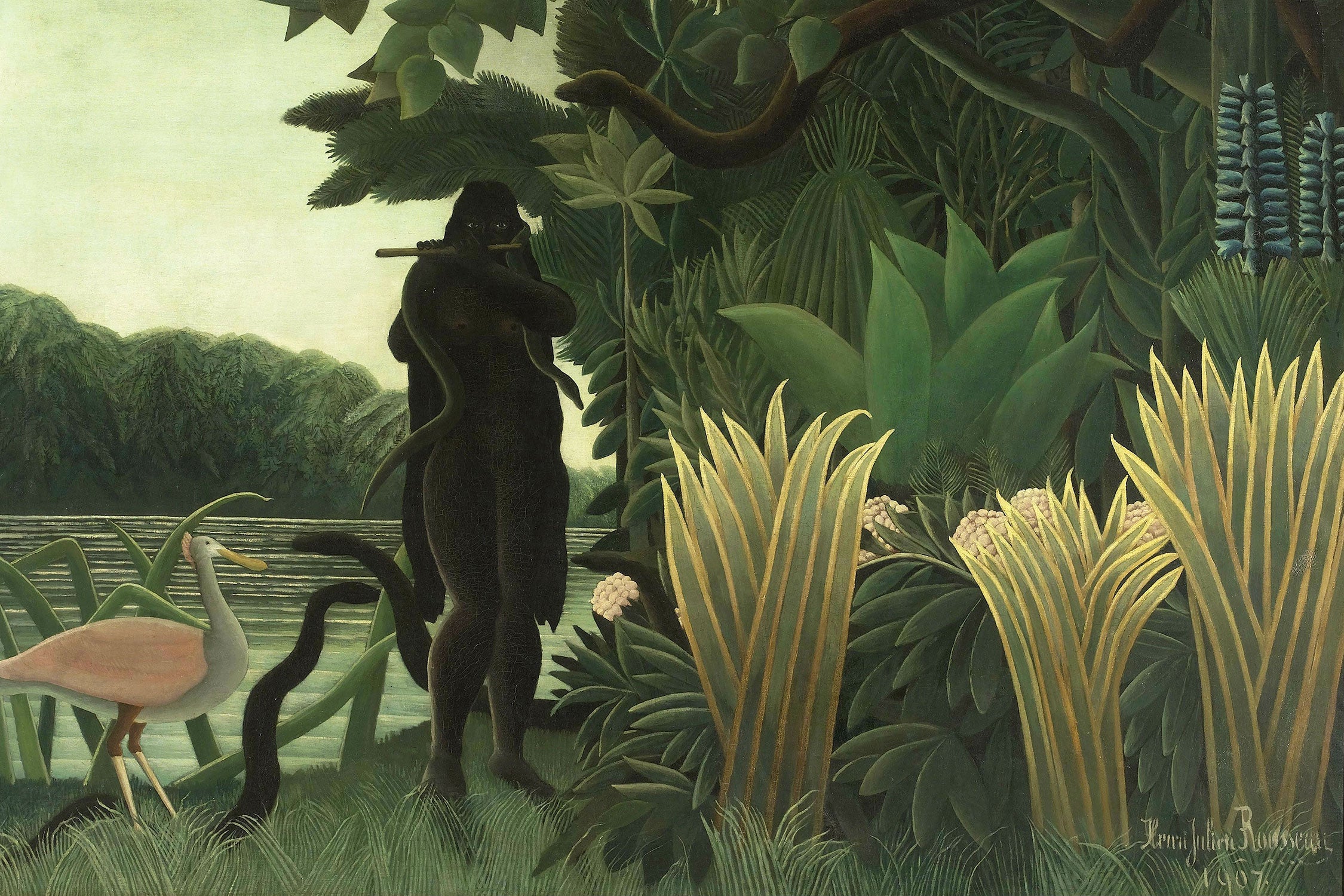 Henri Rousseau - Der Schlangenbeschwörer Naivismus, Glasbild