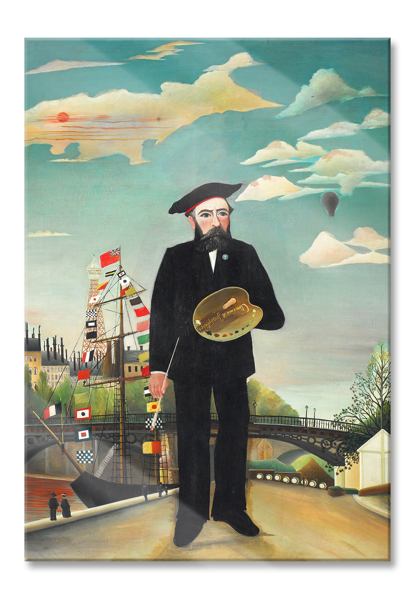 Henri Rousseau - Selbstbildnis mit Palette Naivism, Glasbild