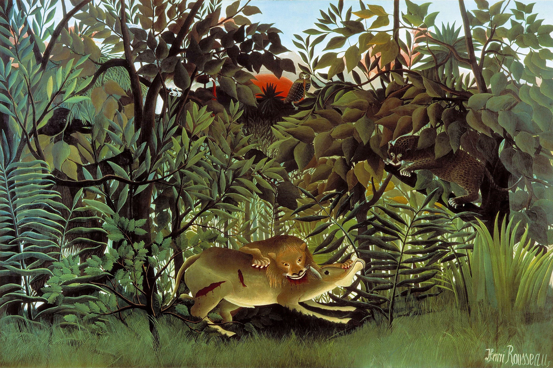 Henri Rousseau - Hungriger Löwe, Glasbild